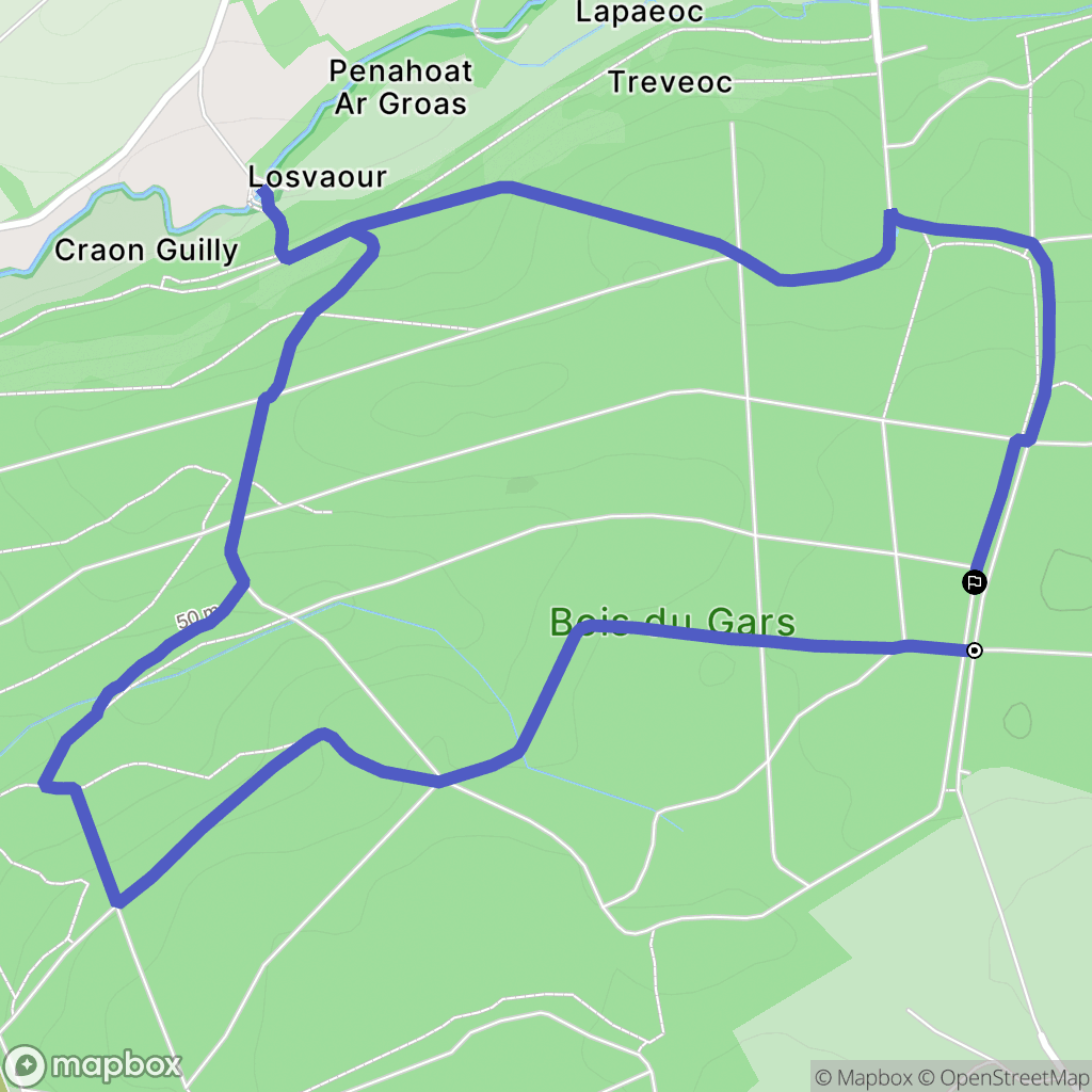 Hanvec : carte du parcours de randonnée - France