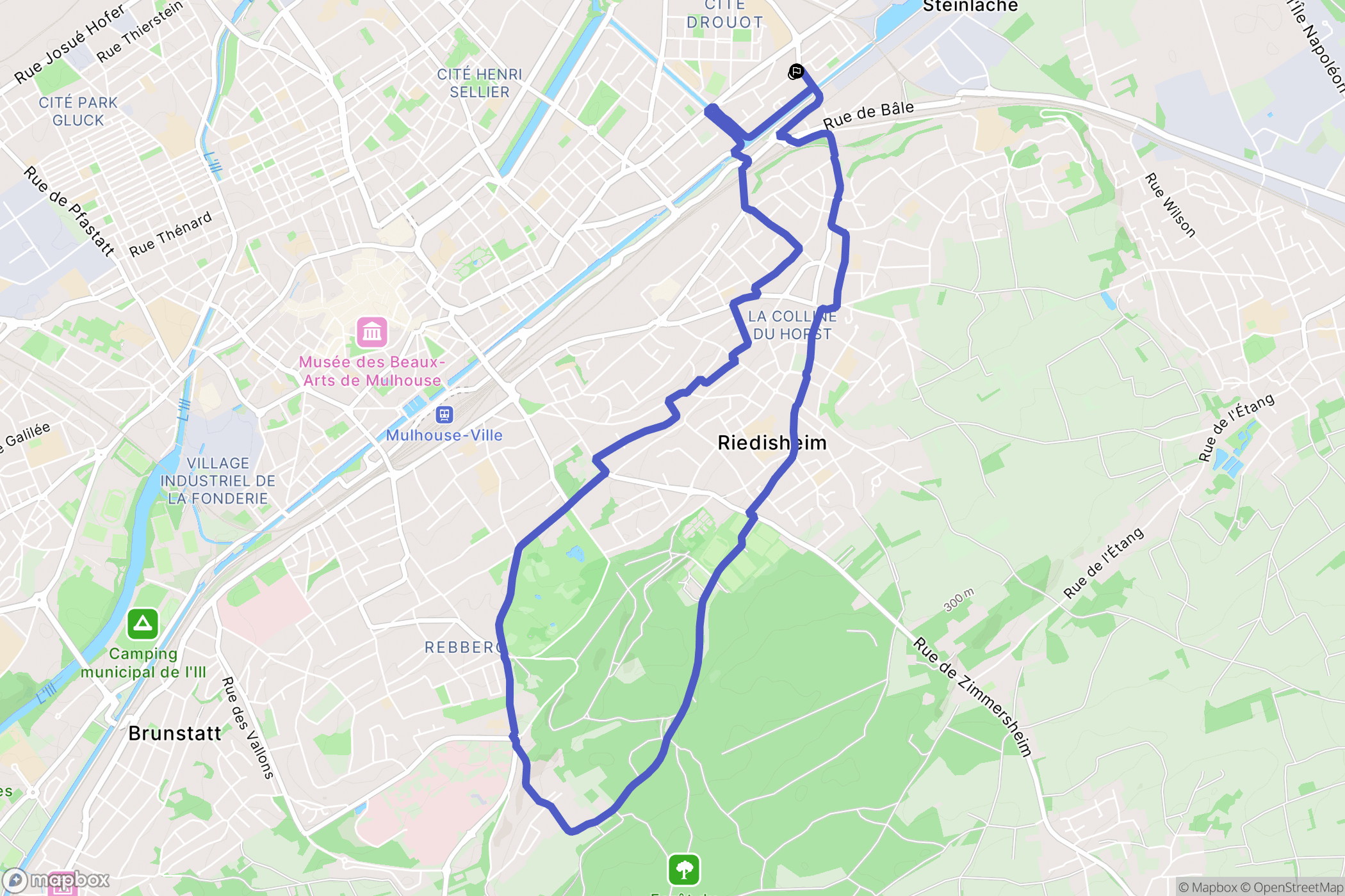 Riedisheim : carte du parcours de randonnée - France