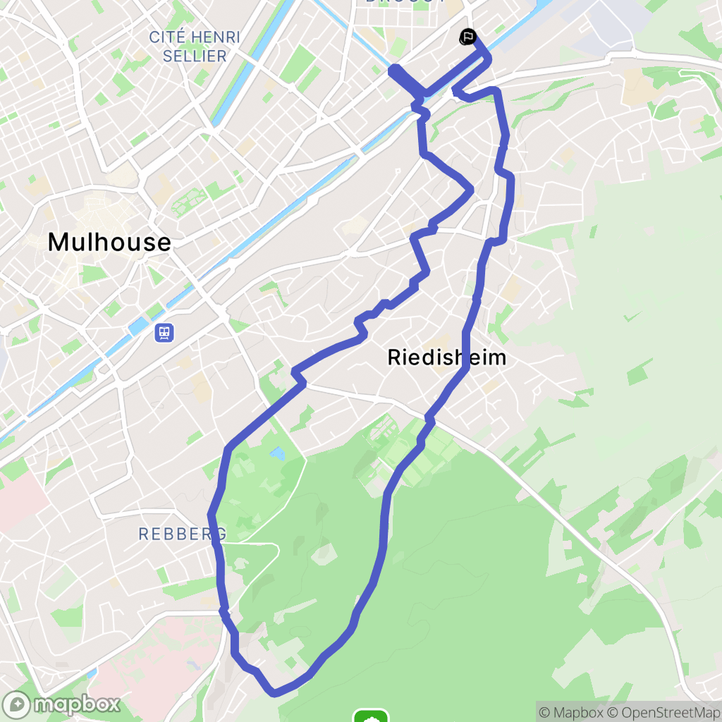 Riedisheim : carte du parcours de randonnée - France