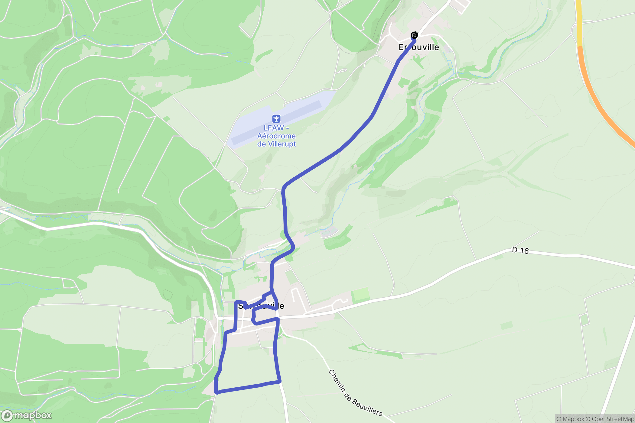 Errouville : carte du parcours de randonnée - France