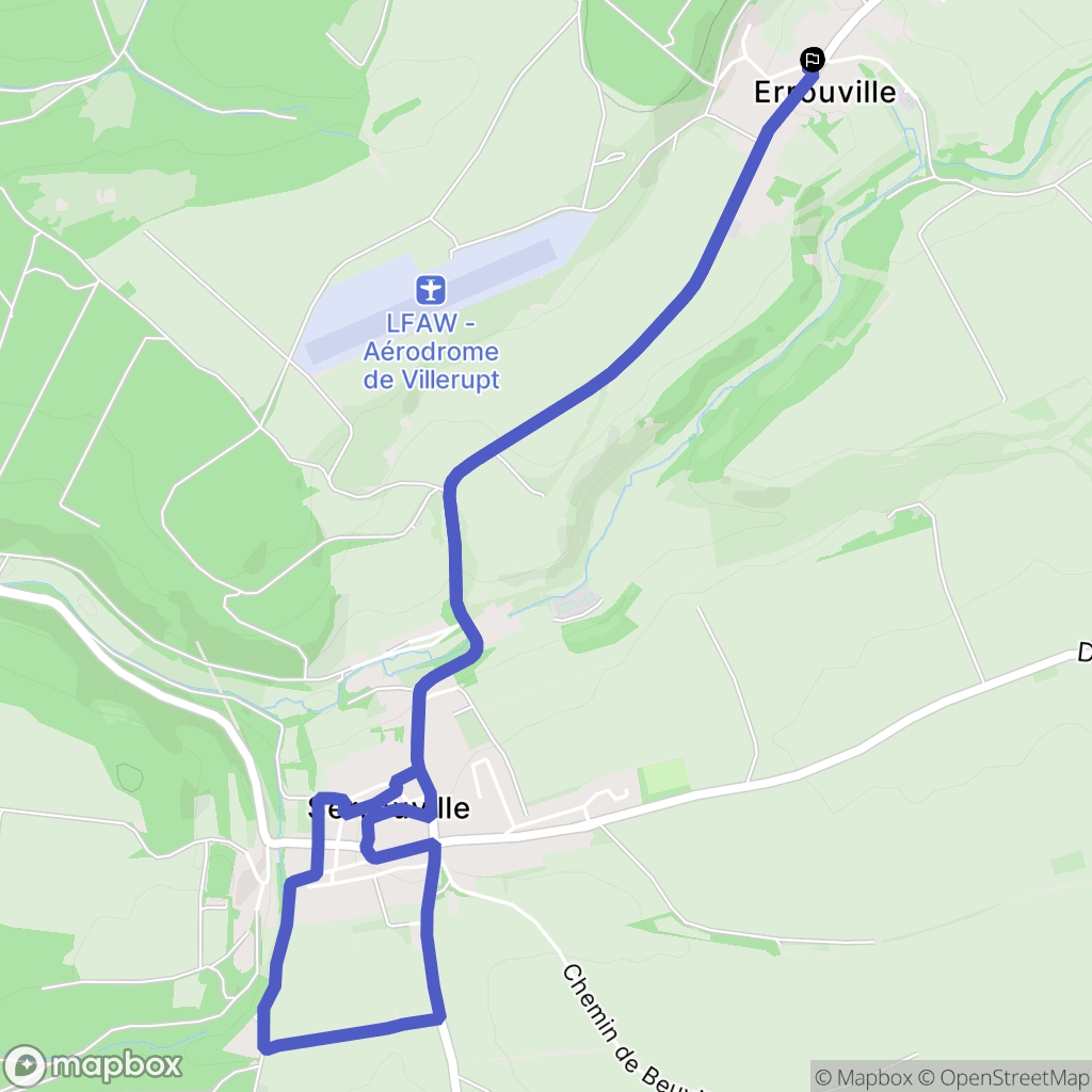 Errouville : carte du parcours de randonnée - France
