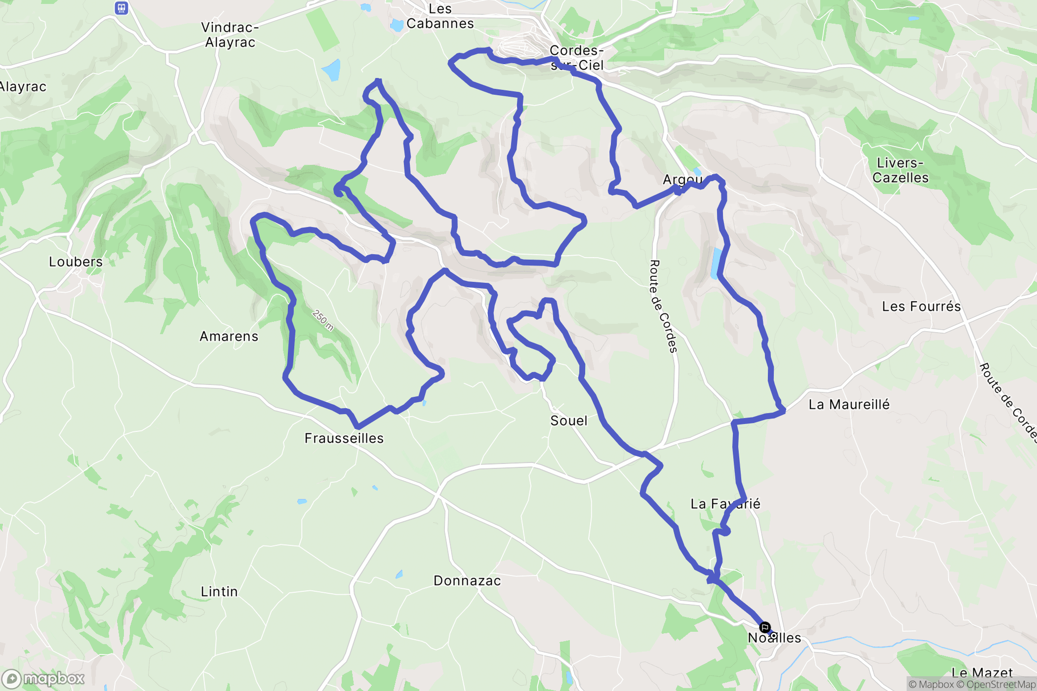 Noailles : carte du parcours de randonnée - France