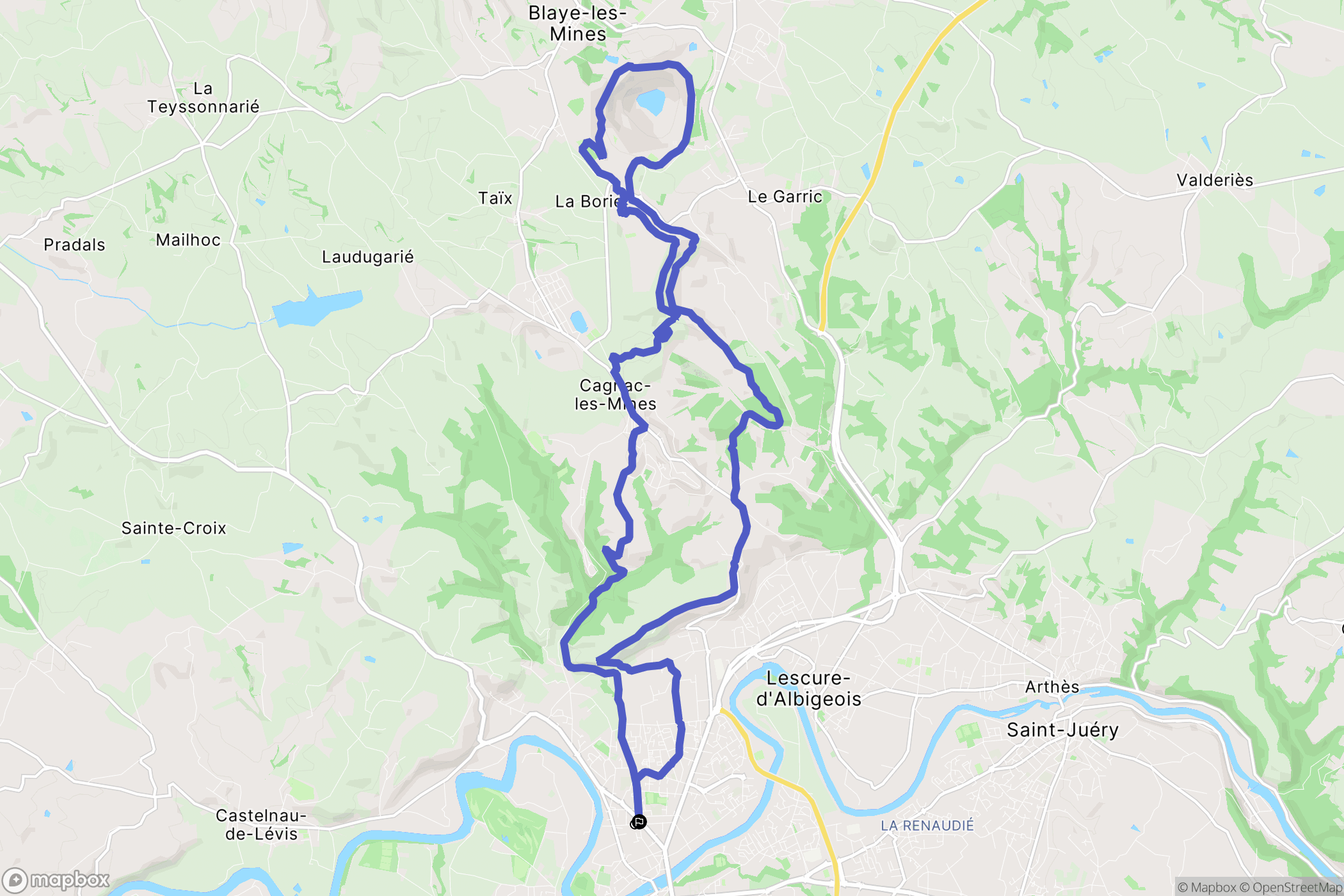 Albi : carte du parcours de randonnée - France