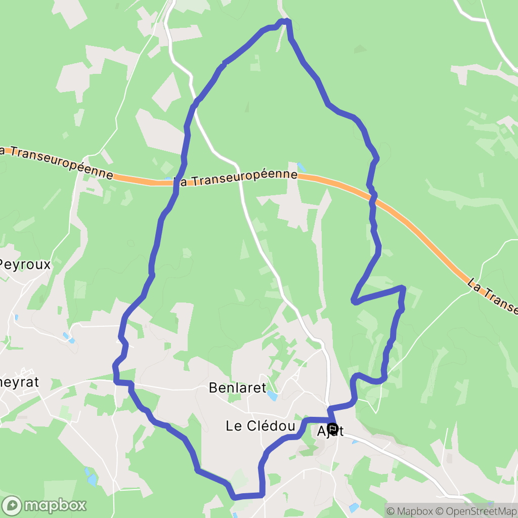 Ajat : carte du parcours de randonnée - France