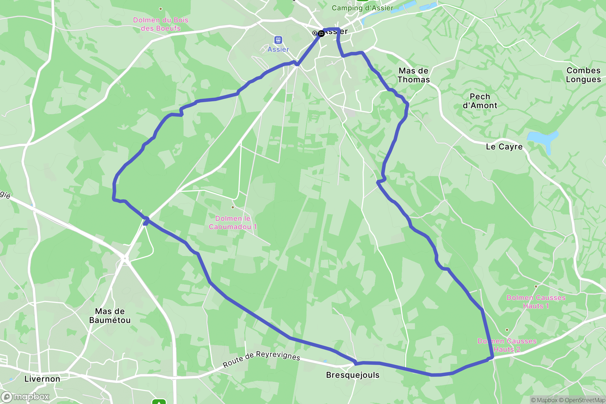 Assier : carte du parcours de randonnée - France