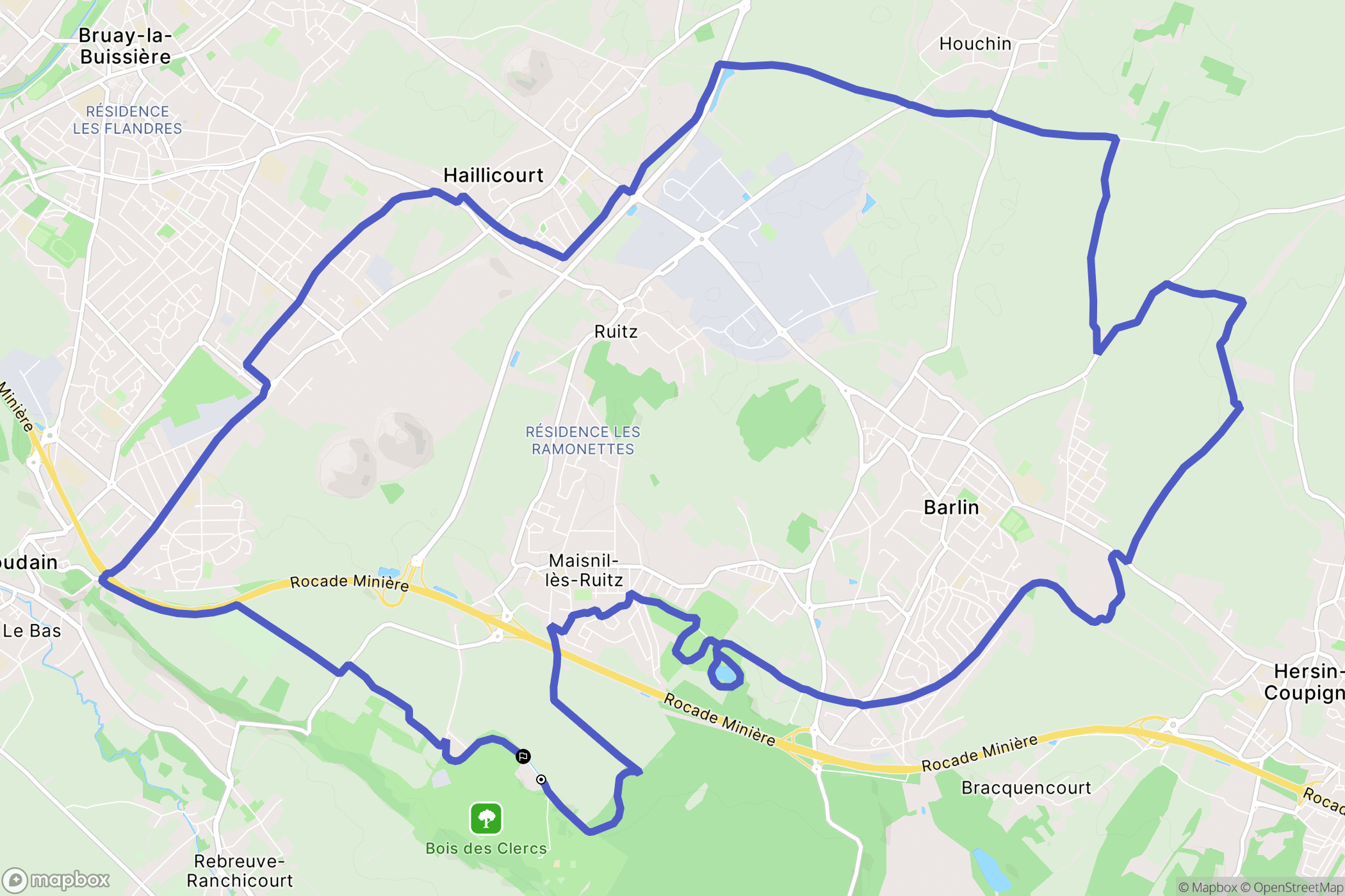 Maisnil-lès-Ruitz : carte du parcours de randonnée - France