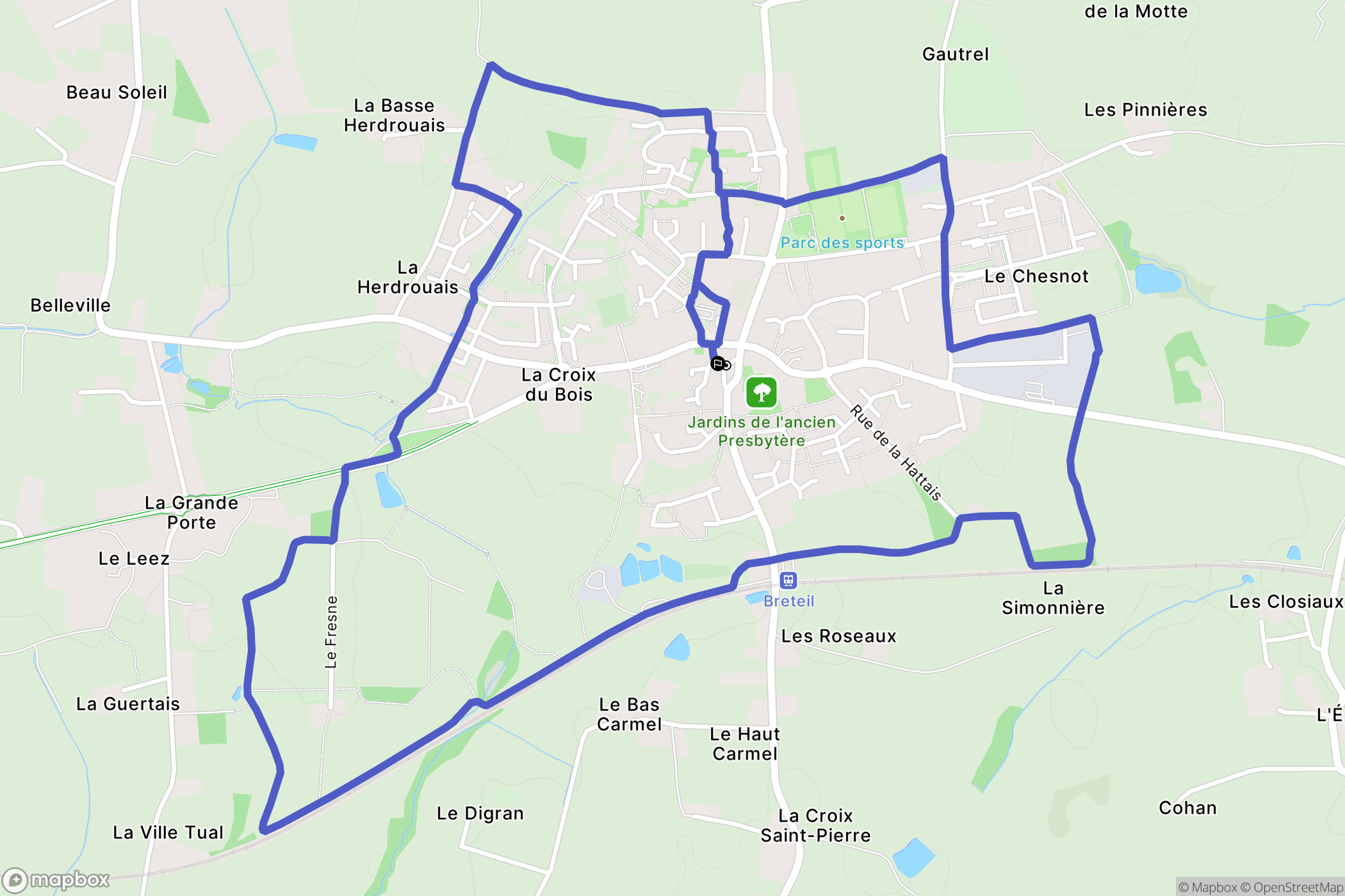 Breteil : carte du parcours de randonnée - France