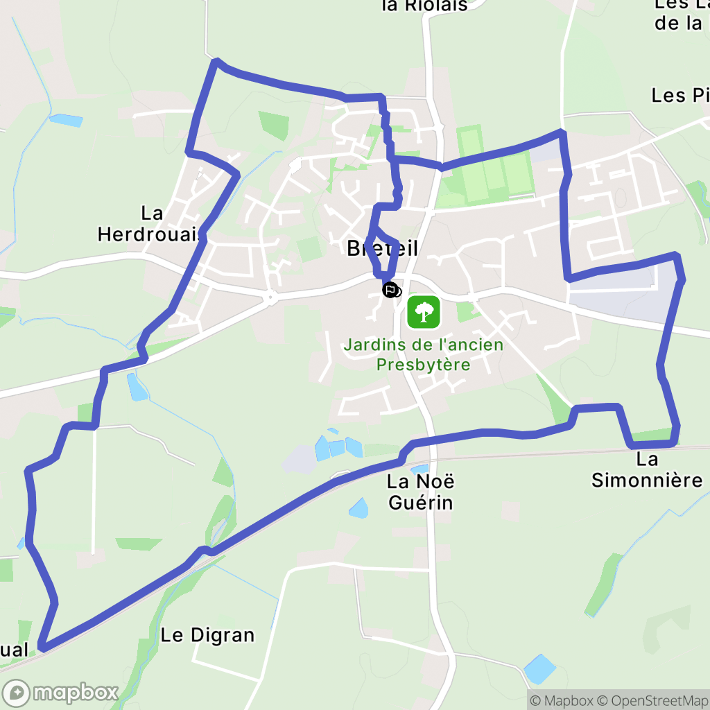 Breteil : carte du parcours de randonnée - France