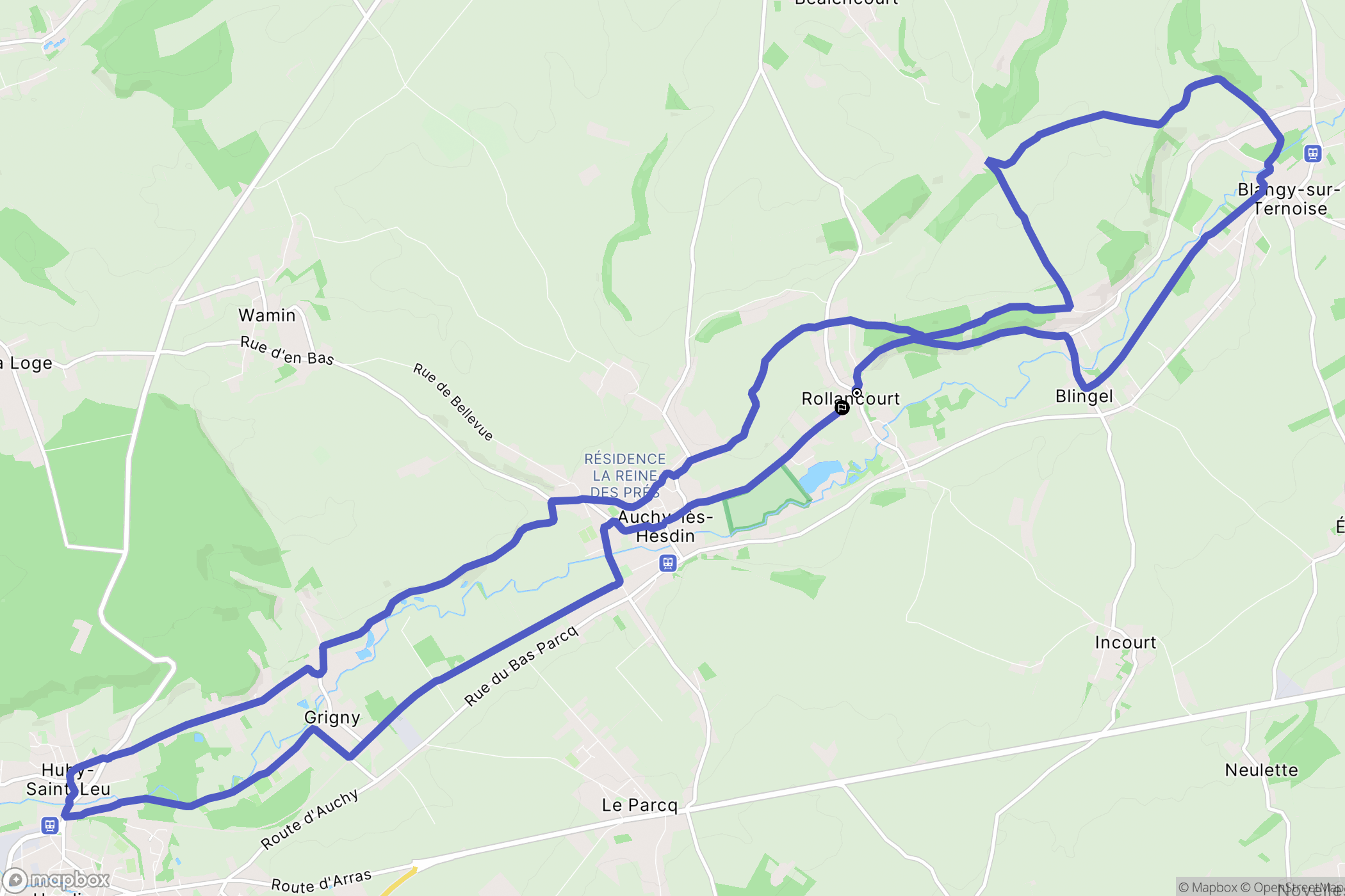 Rollancourt : carte du parcours de randonnée - France