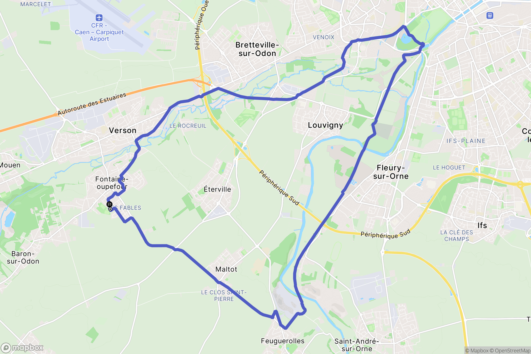 Fontaine-Étoupefour : carte du parcours de randonnée - France