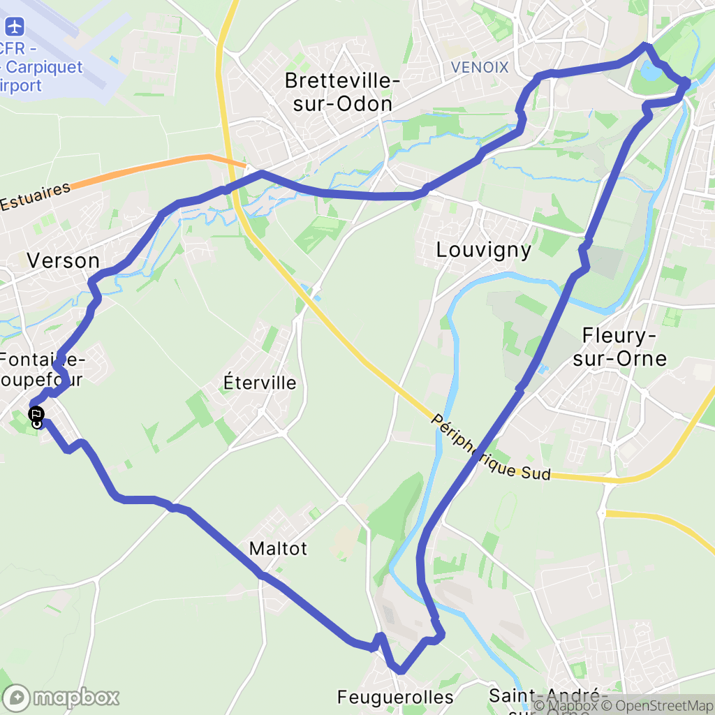 Fontaine-Étoupefour : carte du parcours de randonnée - France