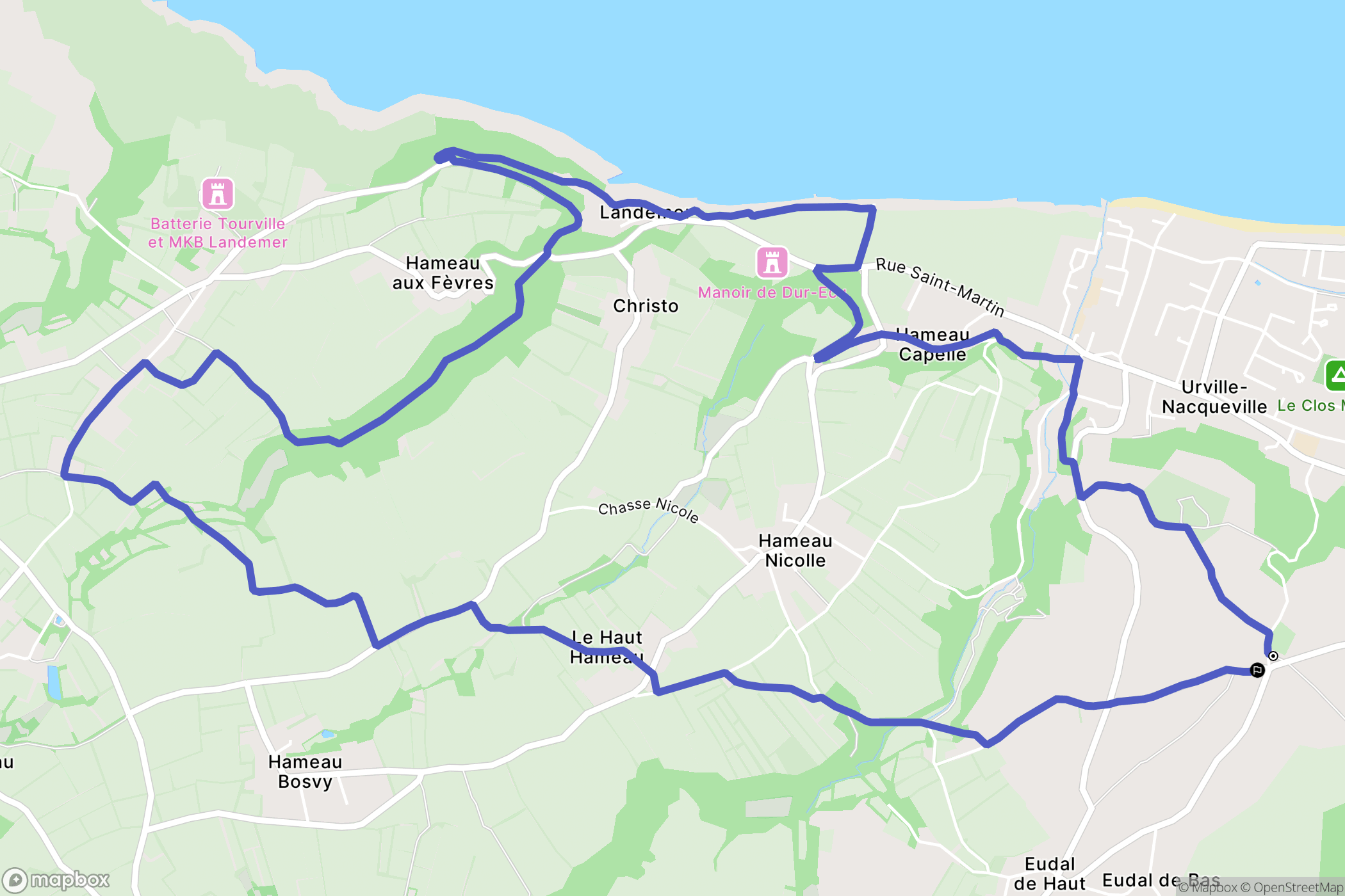 La Hague : carte du parcours de randonnée - France