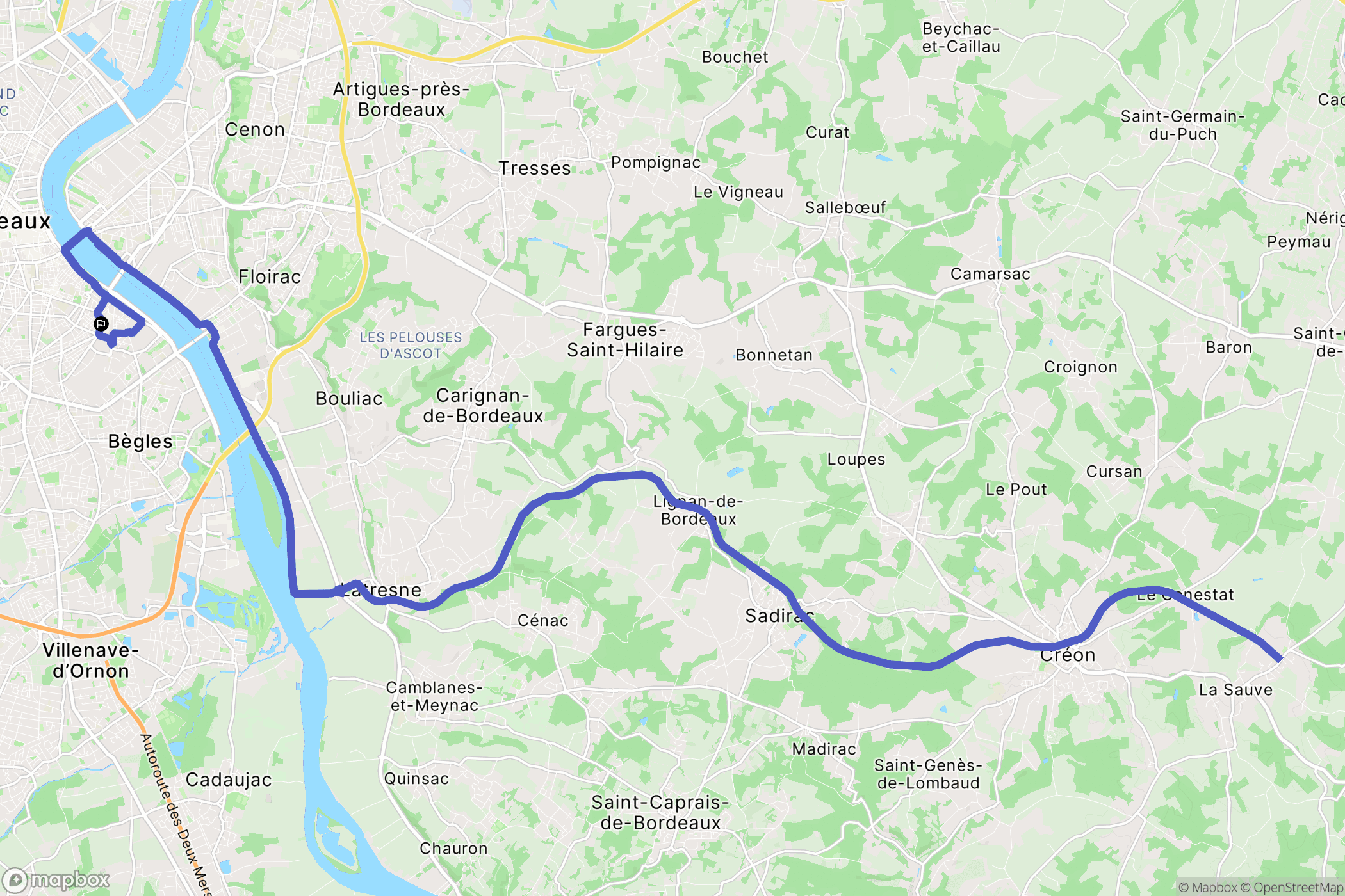 Bordeaux : carte du parcours de randonnée - France