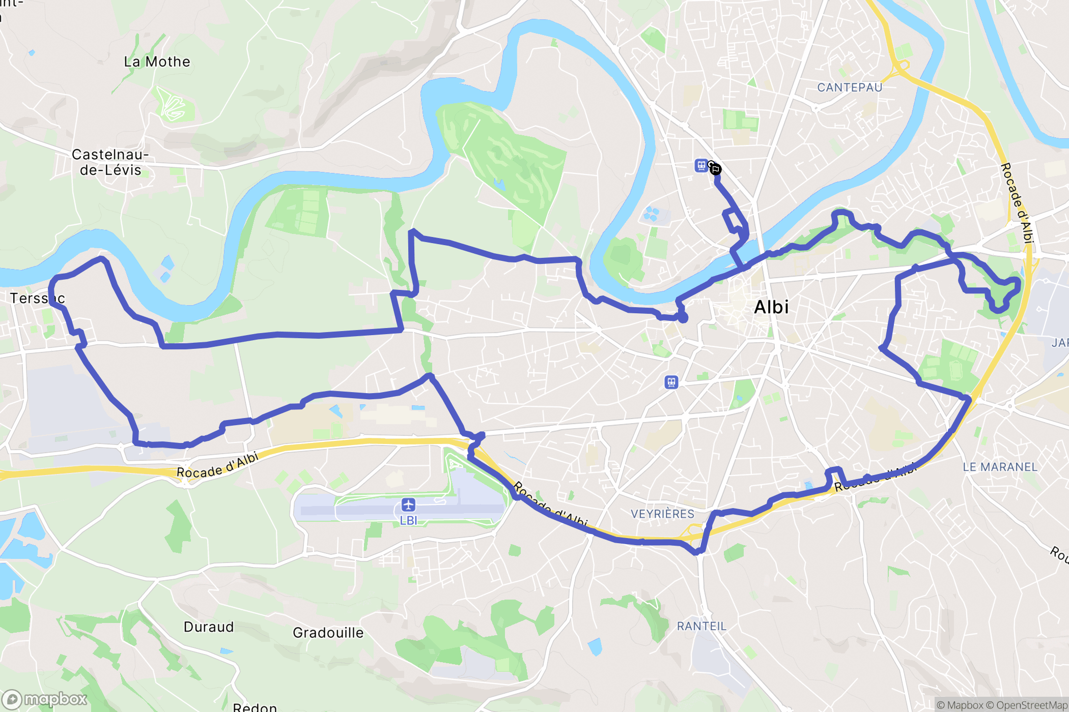 Albi : carte du parcours de randonnée - France