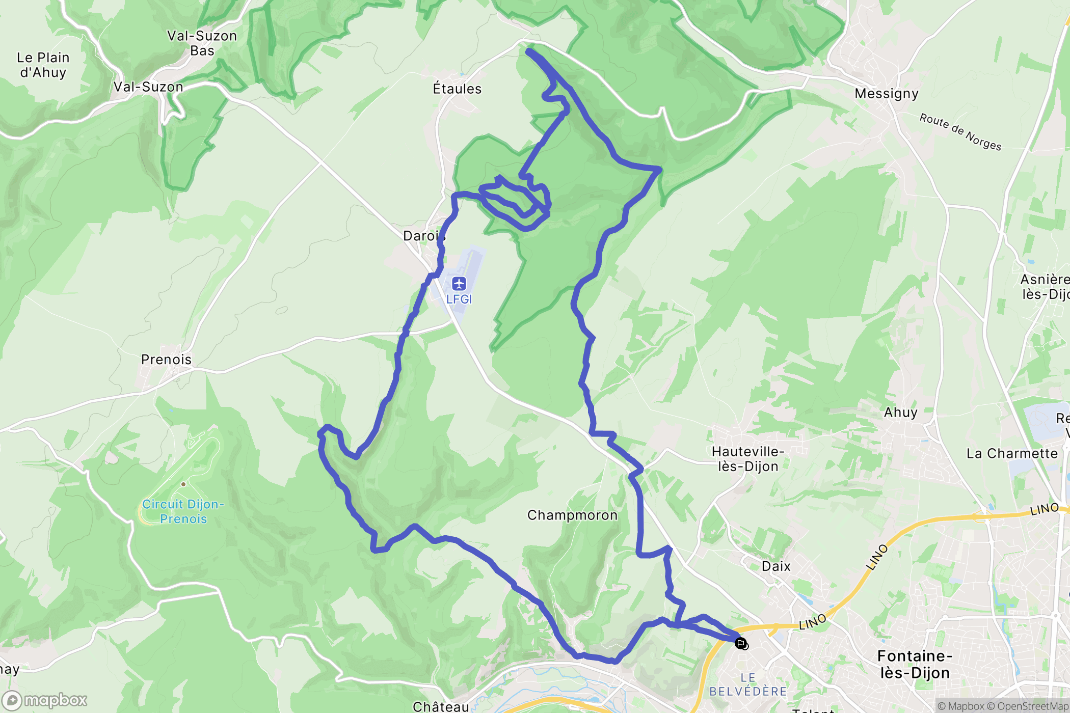 Talant : carte du parcours de randonnée - France