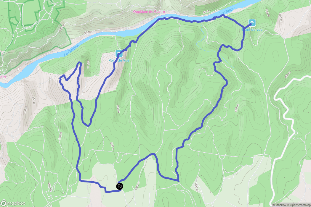 Cabrières : carte du parcours de randonnée - France