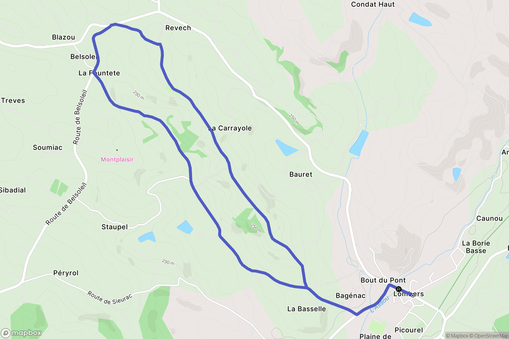 Lombers : carte du parcours de randonnée - France