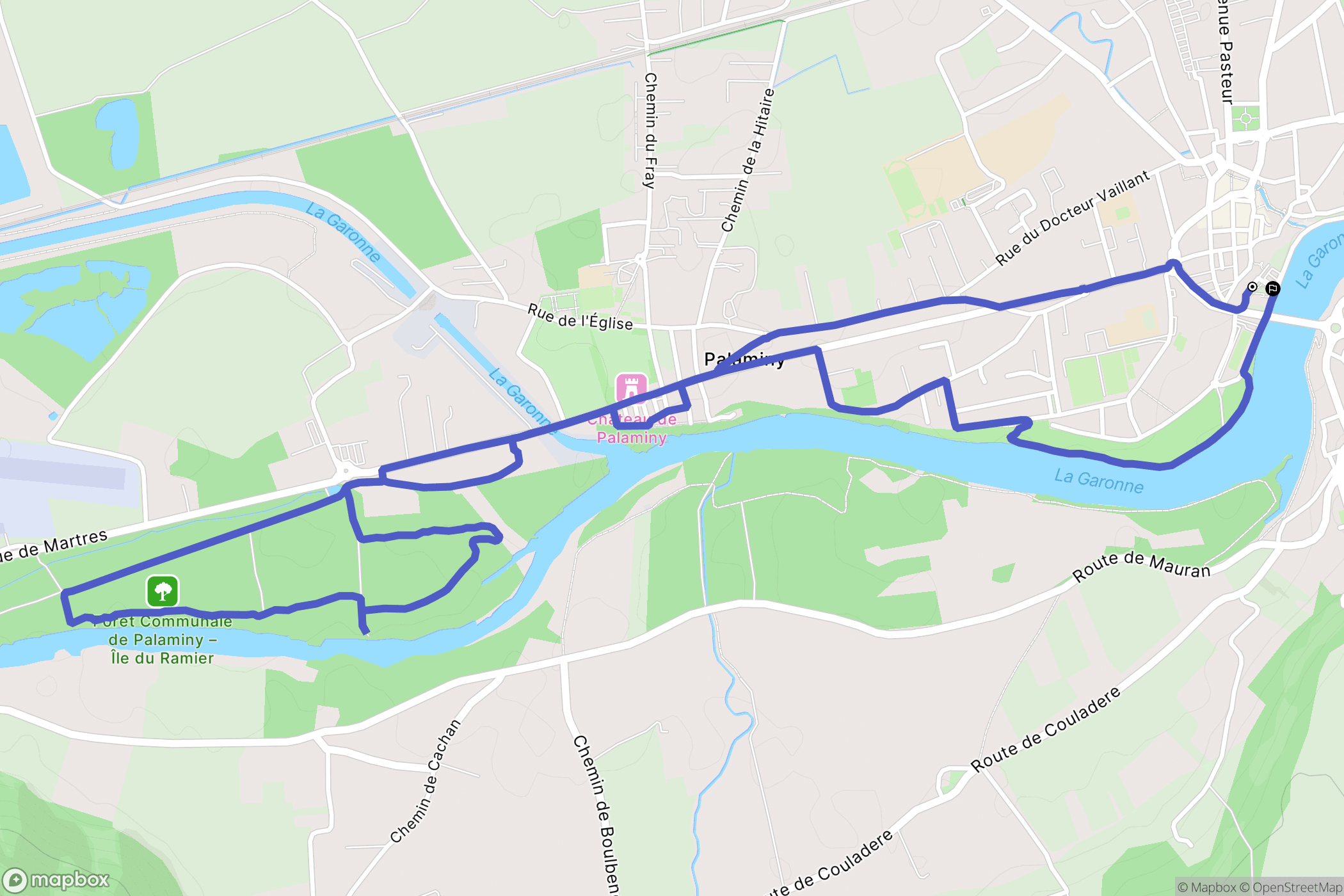Cazères : carte du parcours de randonnée - France