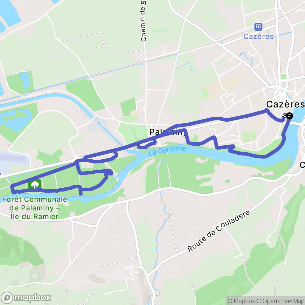 Cazères : carte du parcours de randonnée - France