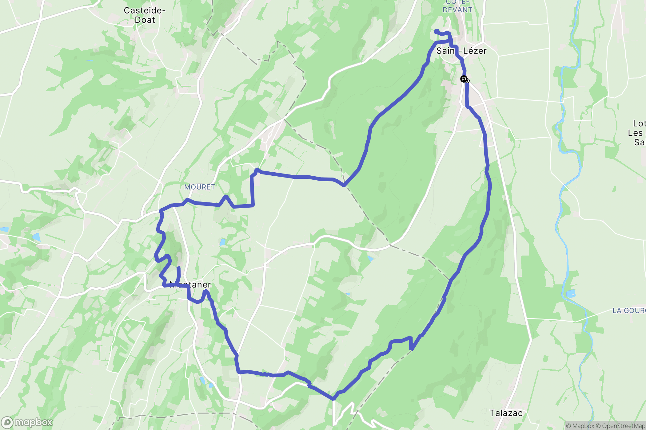 Saint-Lézer : carte du parcours de randonnée - France