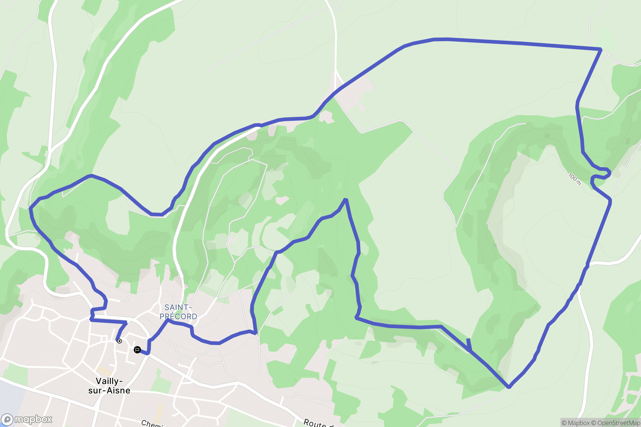 Vailly-sur-Aisne : carte du parcours de randonnée - France