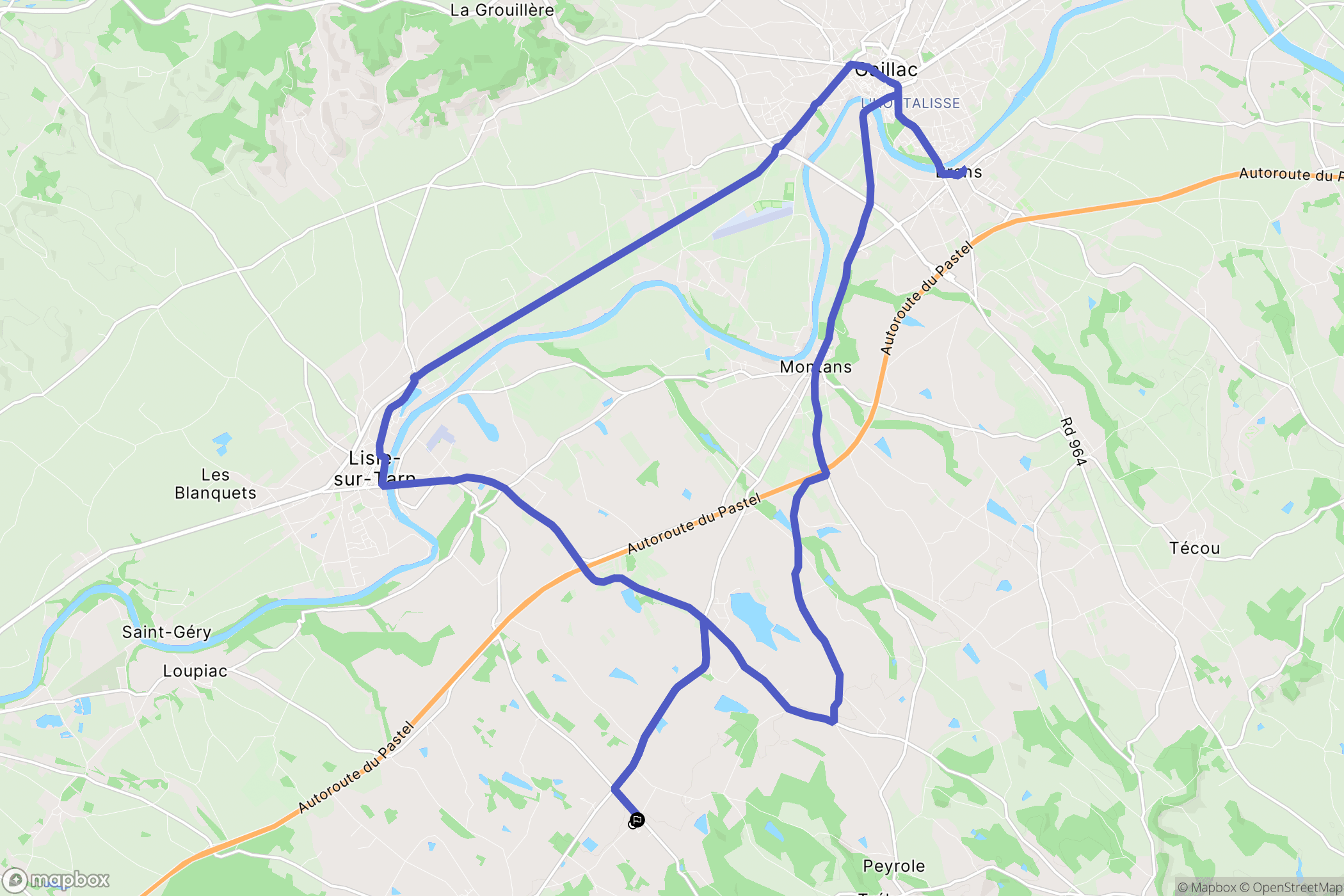 Parisot : carte du parcours de randonnée - France