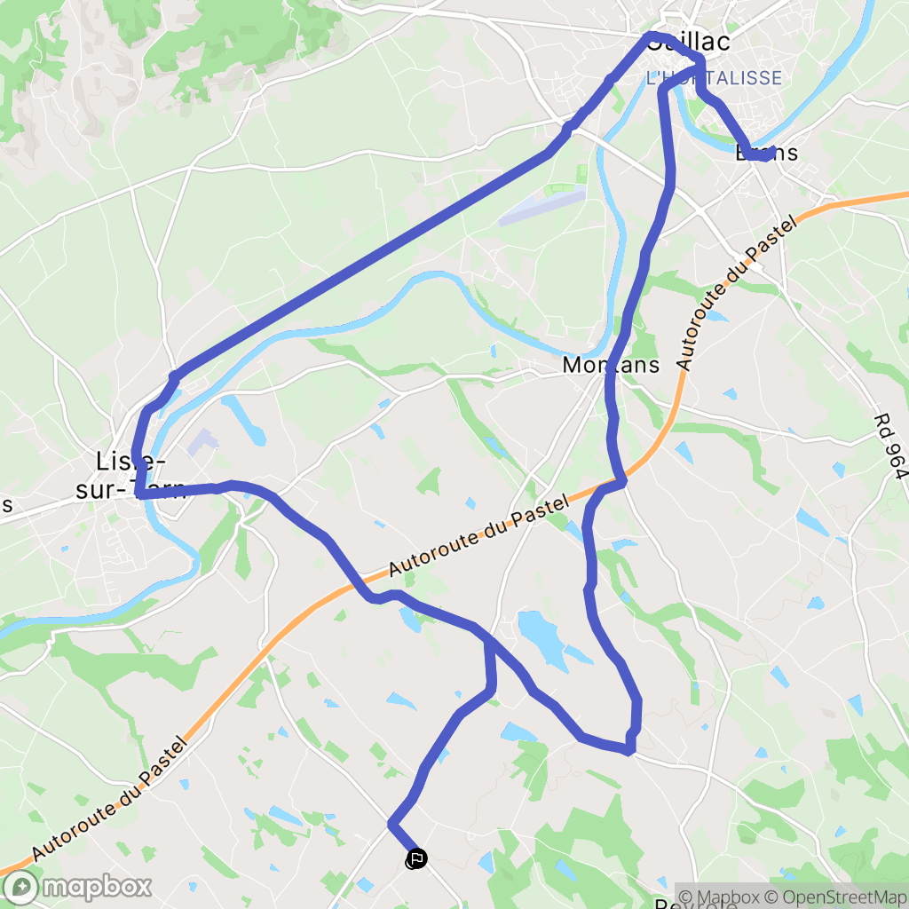 Parisot : carte du parcours de randonnée - France