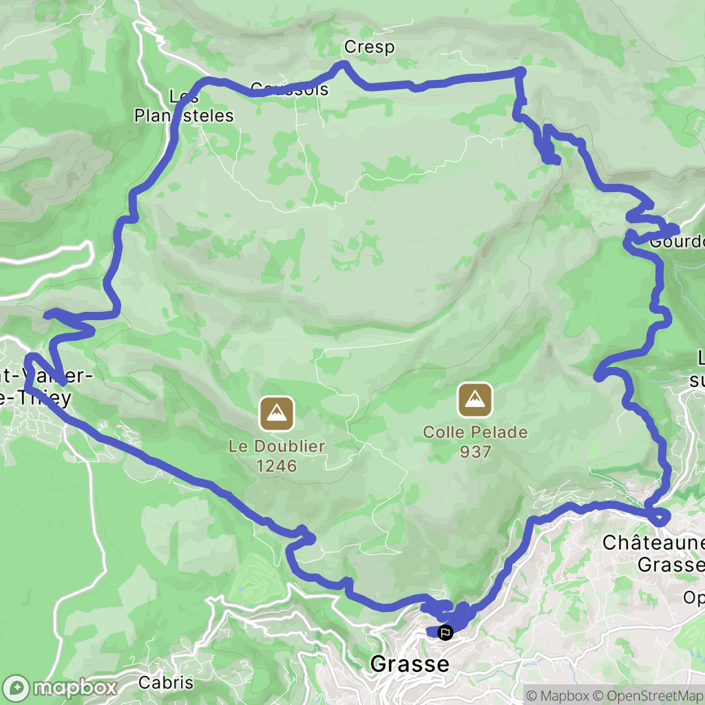 Grasse : carte du parcours de randonnée - France