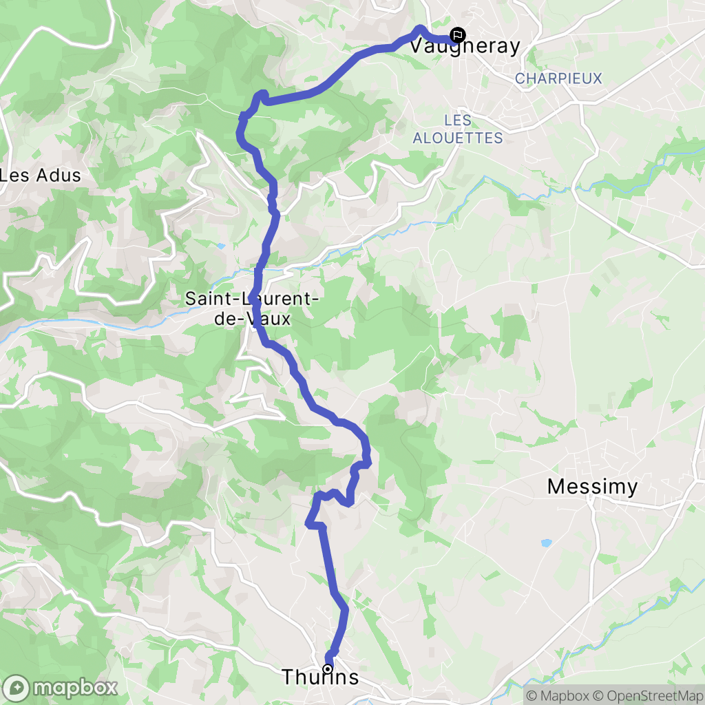 Thurins : carte du parcours de randonnée - France