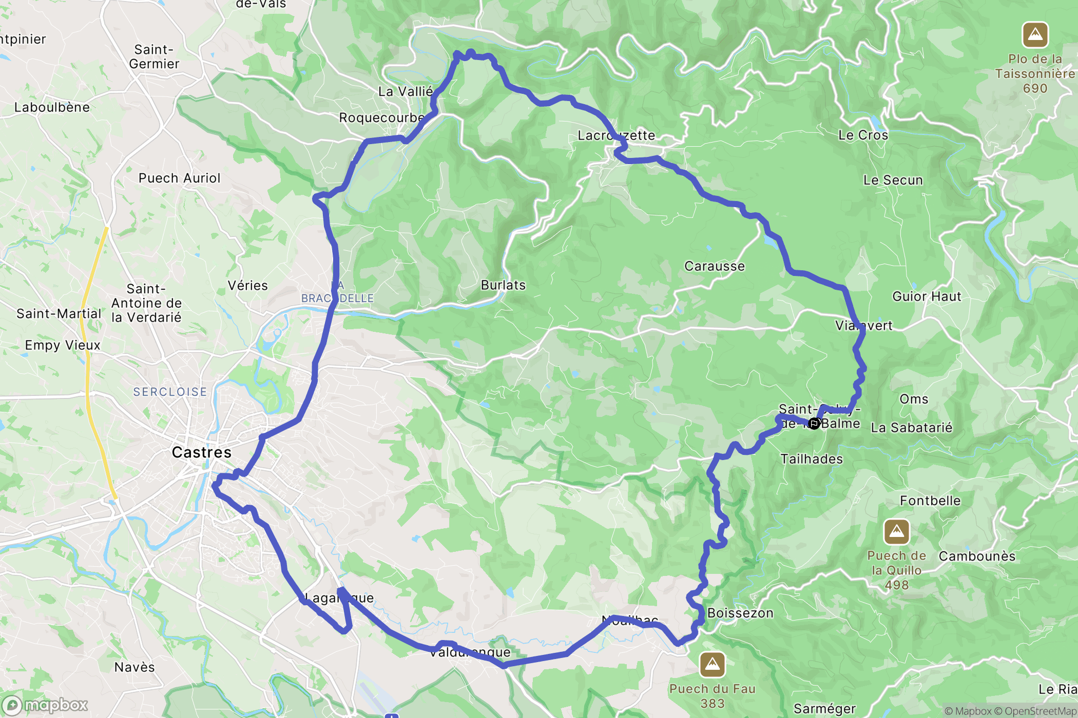 Saint-Salvy-de-la-Balme : carte du parcours de randonnée - France
