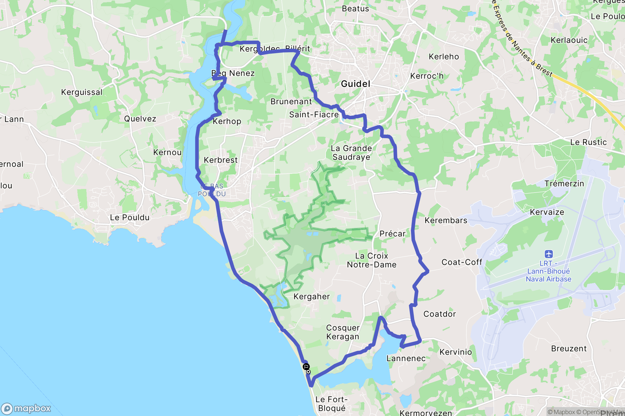 Guidel : carte du parcours de randonnée - France