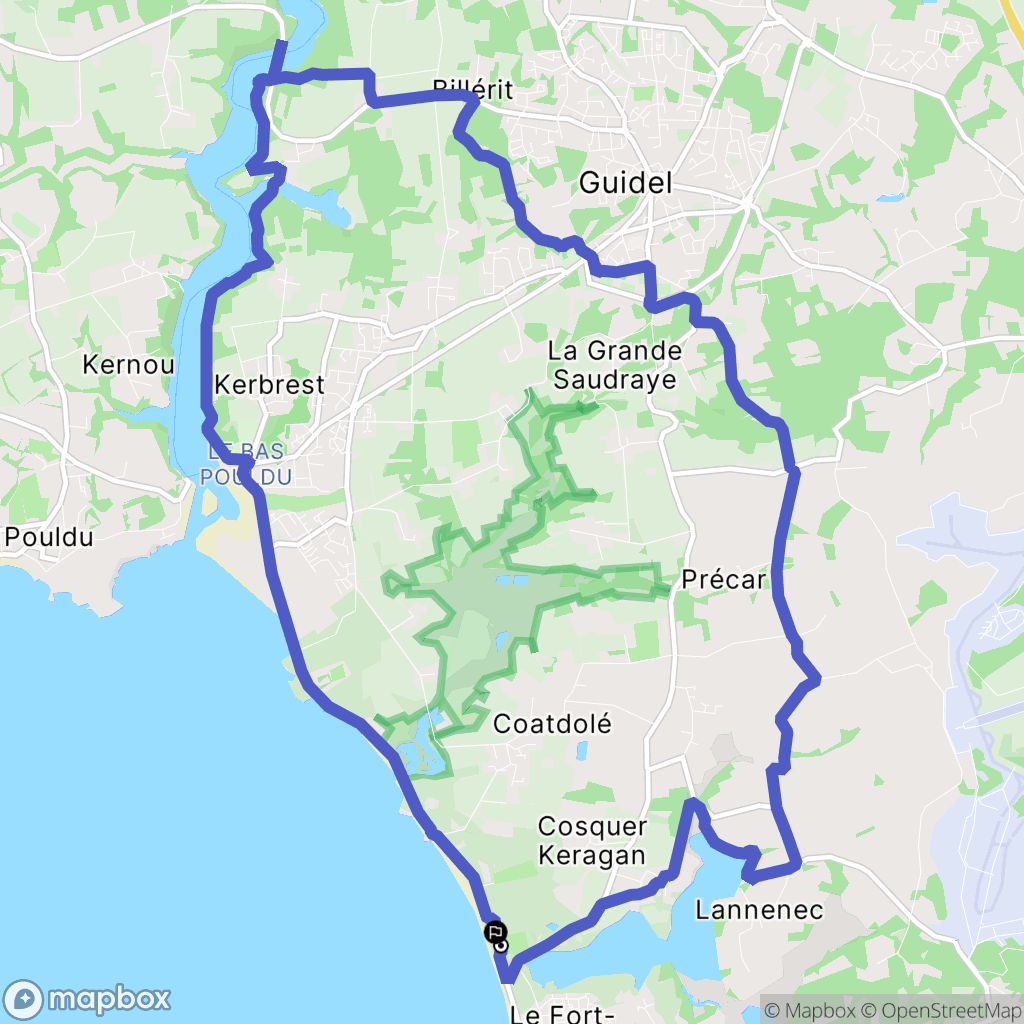 Guidel : carte du parcours de randonnée - France