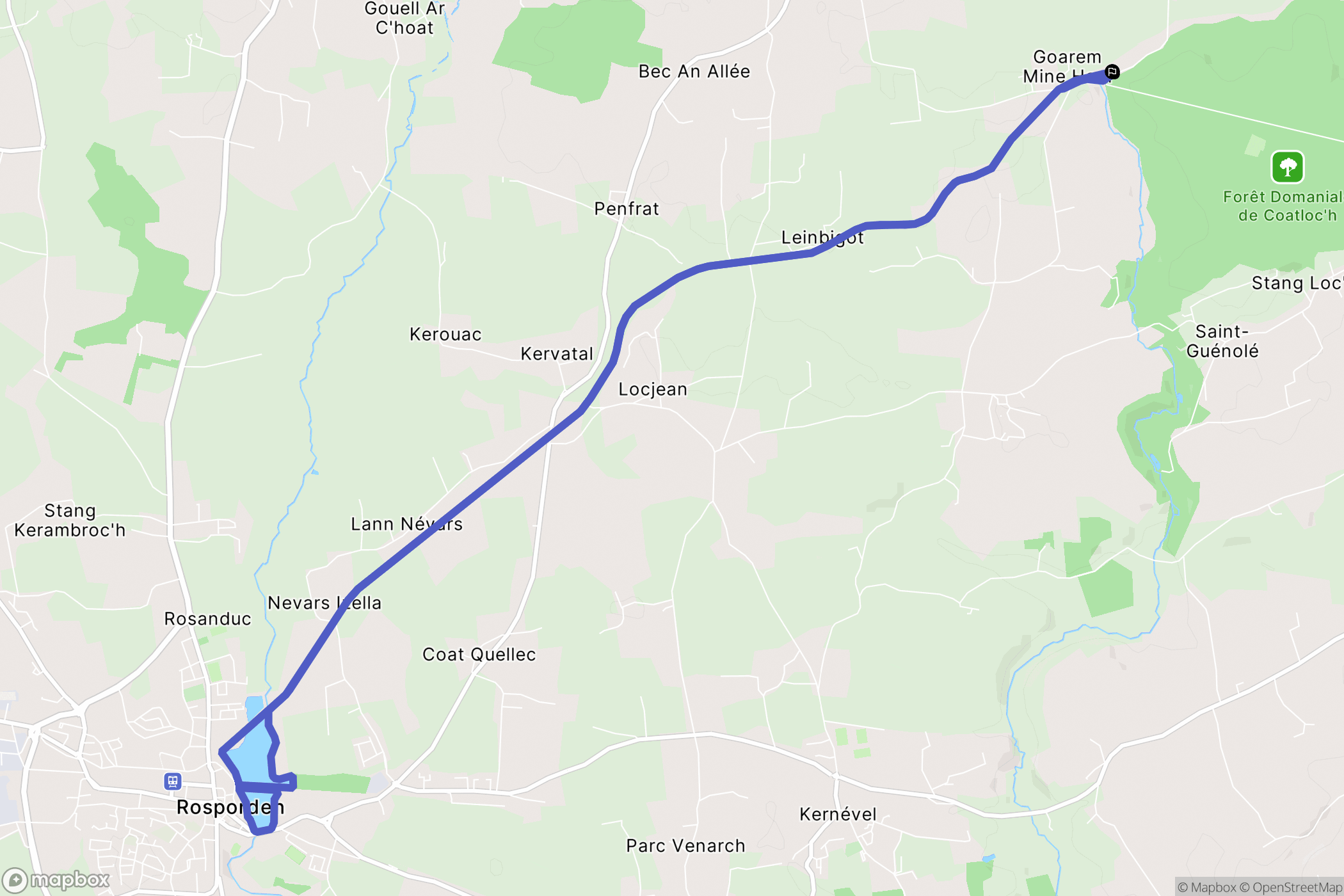 Scaër : carte du parcours de randonnée - France