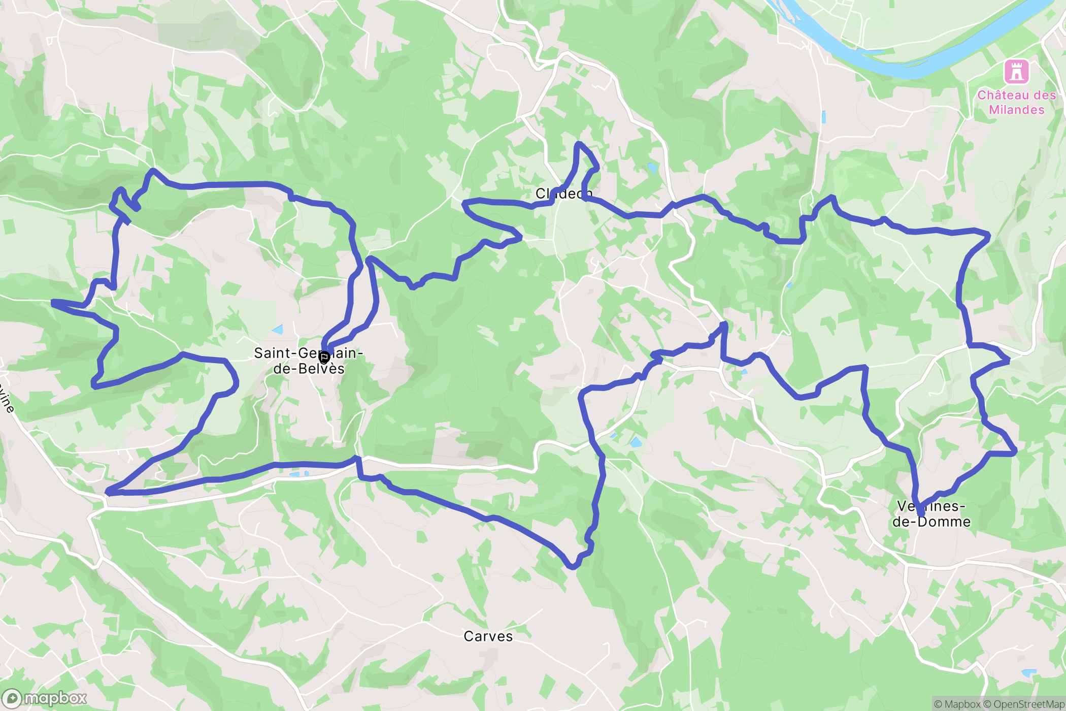 Saint-Germain-de-Belvès : carte du parcours de randonnée - France