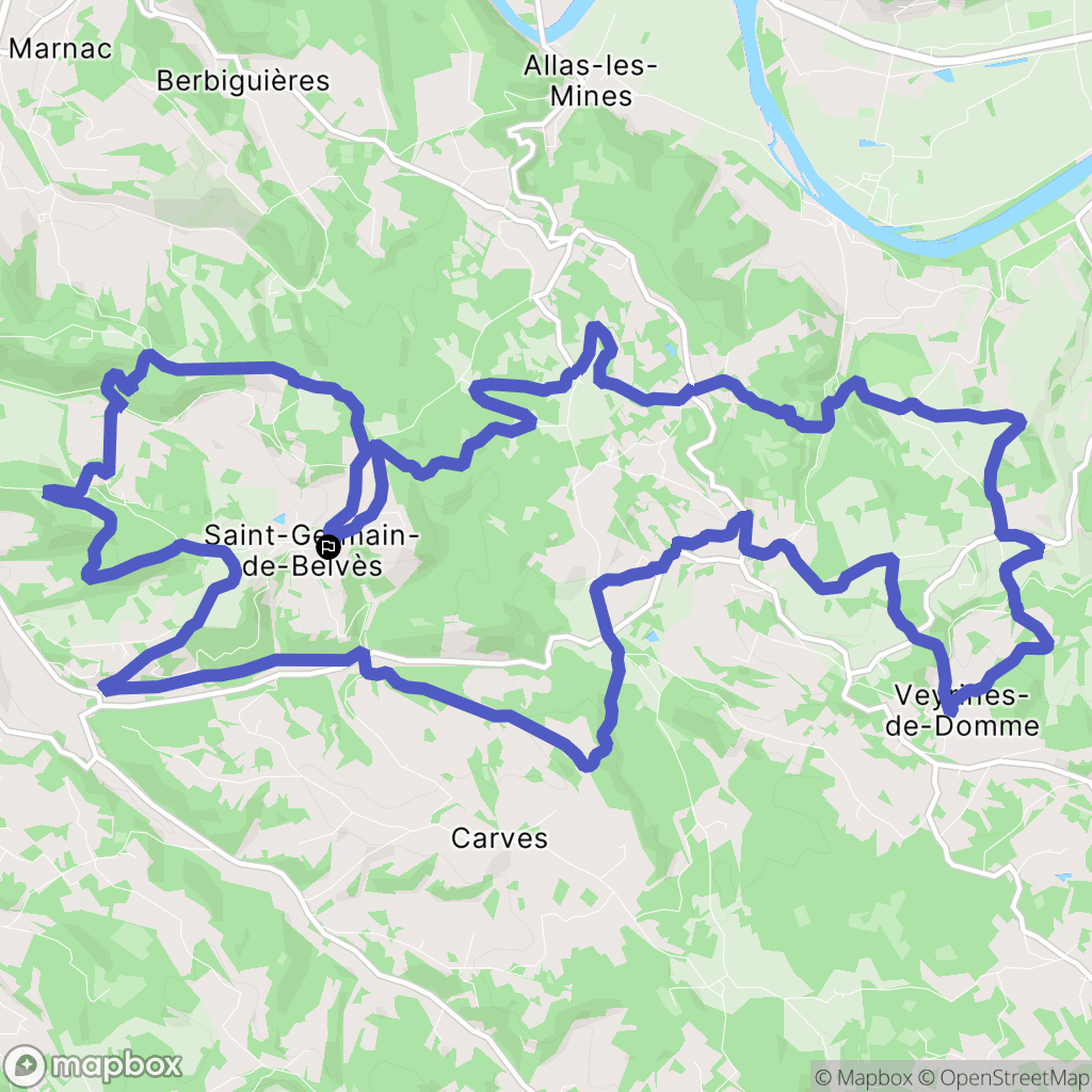 Saint-Germain-de-Belvès : carte du parcours de randonnée - France