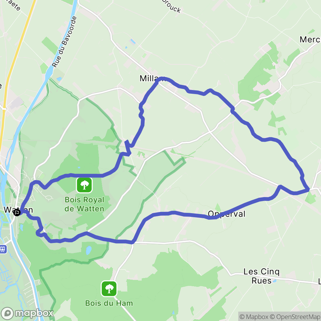 Watten : carte du parcours de randonnée - France