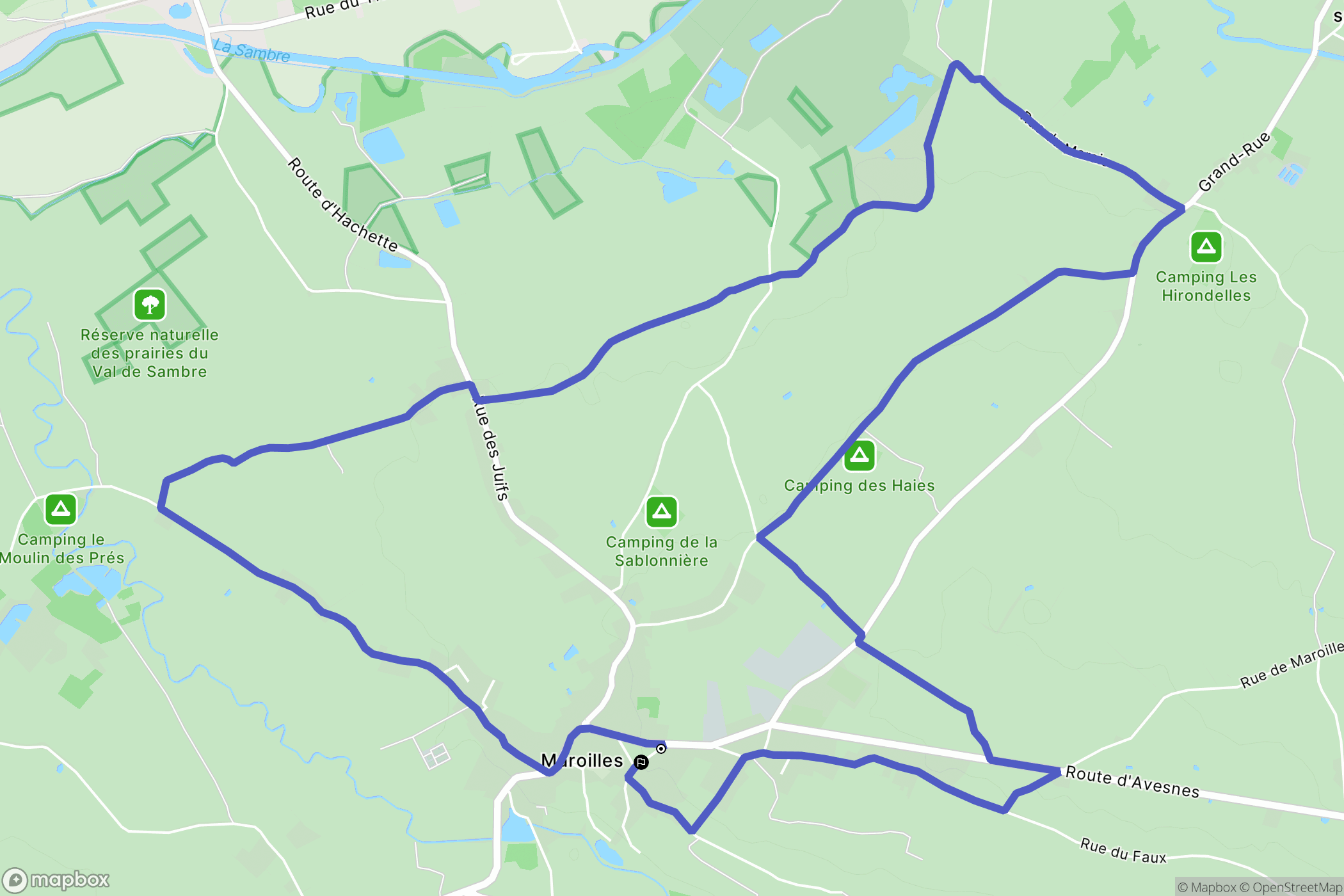 Maroilles : carte du parcours de randonnée - France