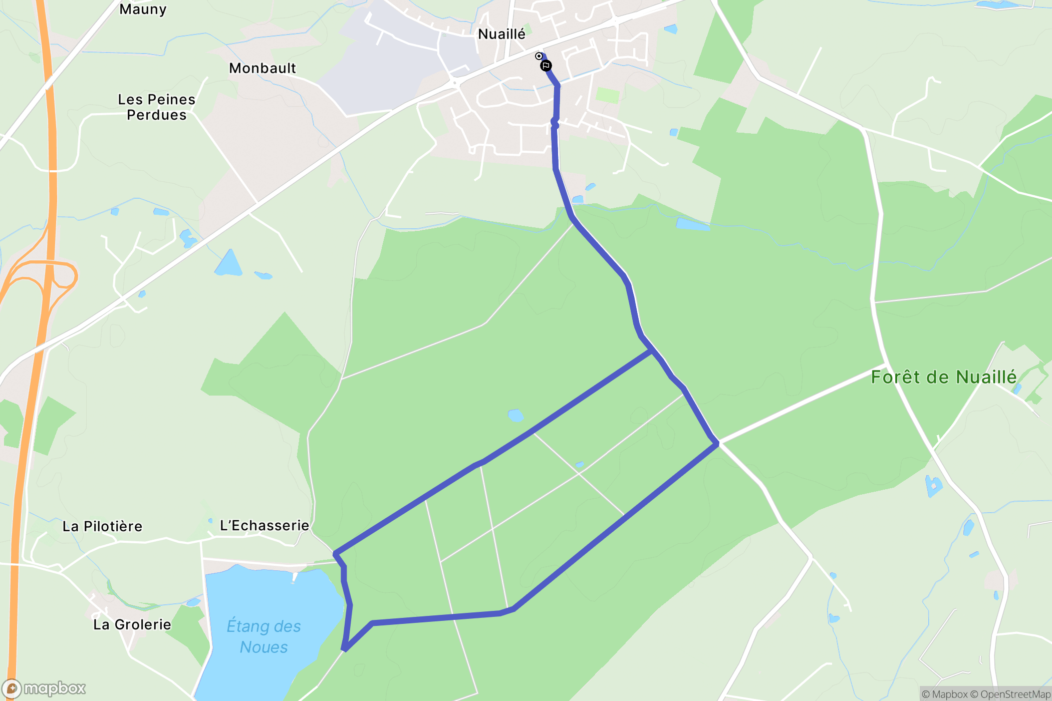 Nuaillé : carte du parcours de randonnée - France
