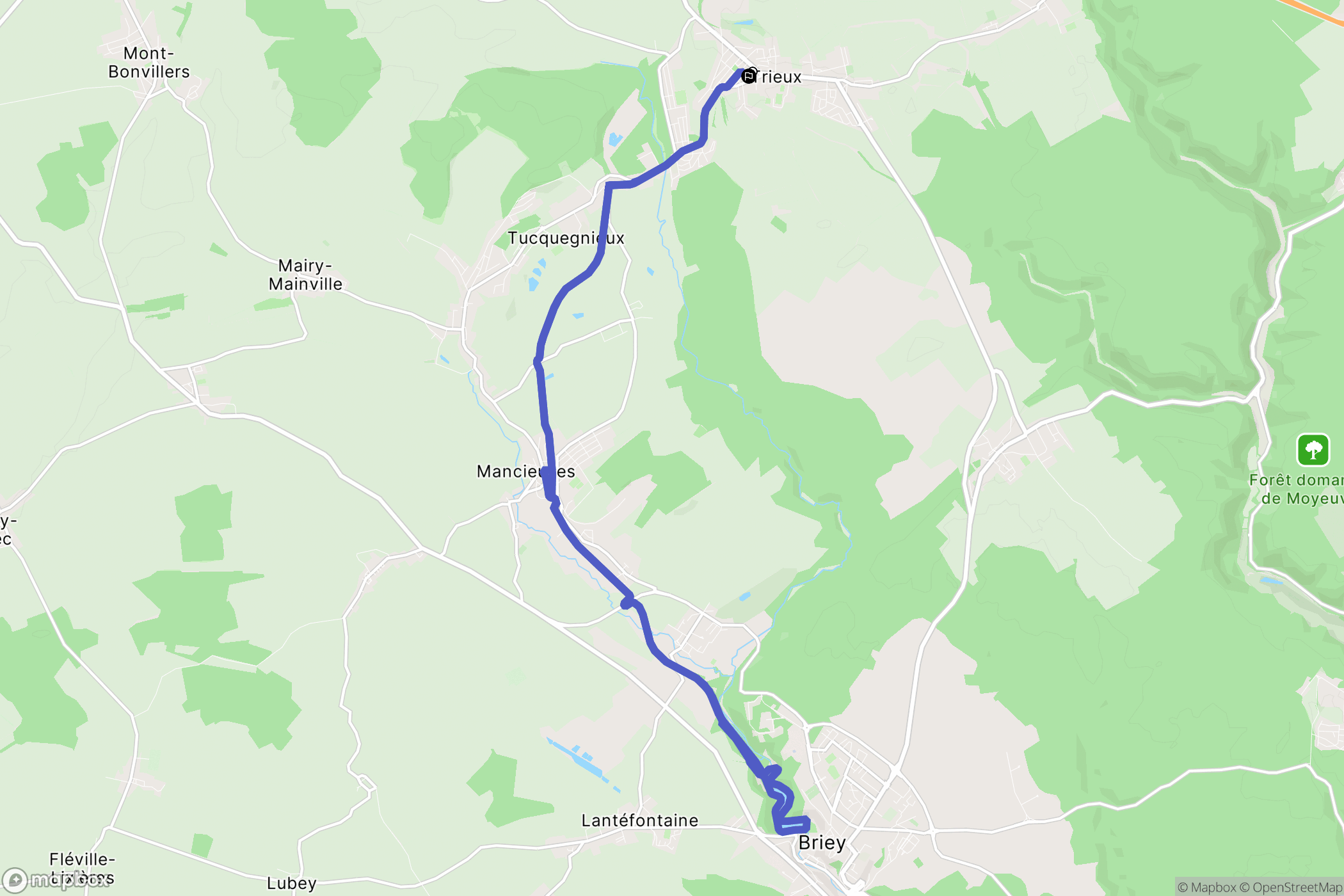 Trieux : carte du parcours de randonnée - France