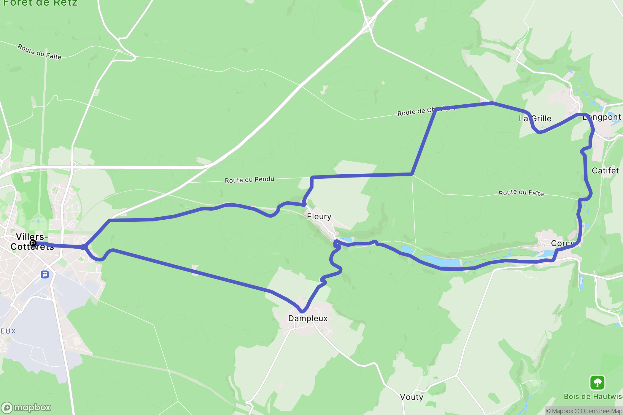 Villers-Cotterêts : carte du parcours de randonnée - France