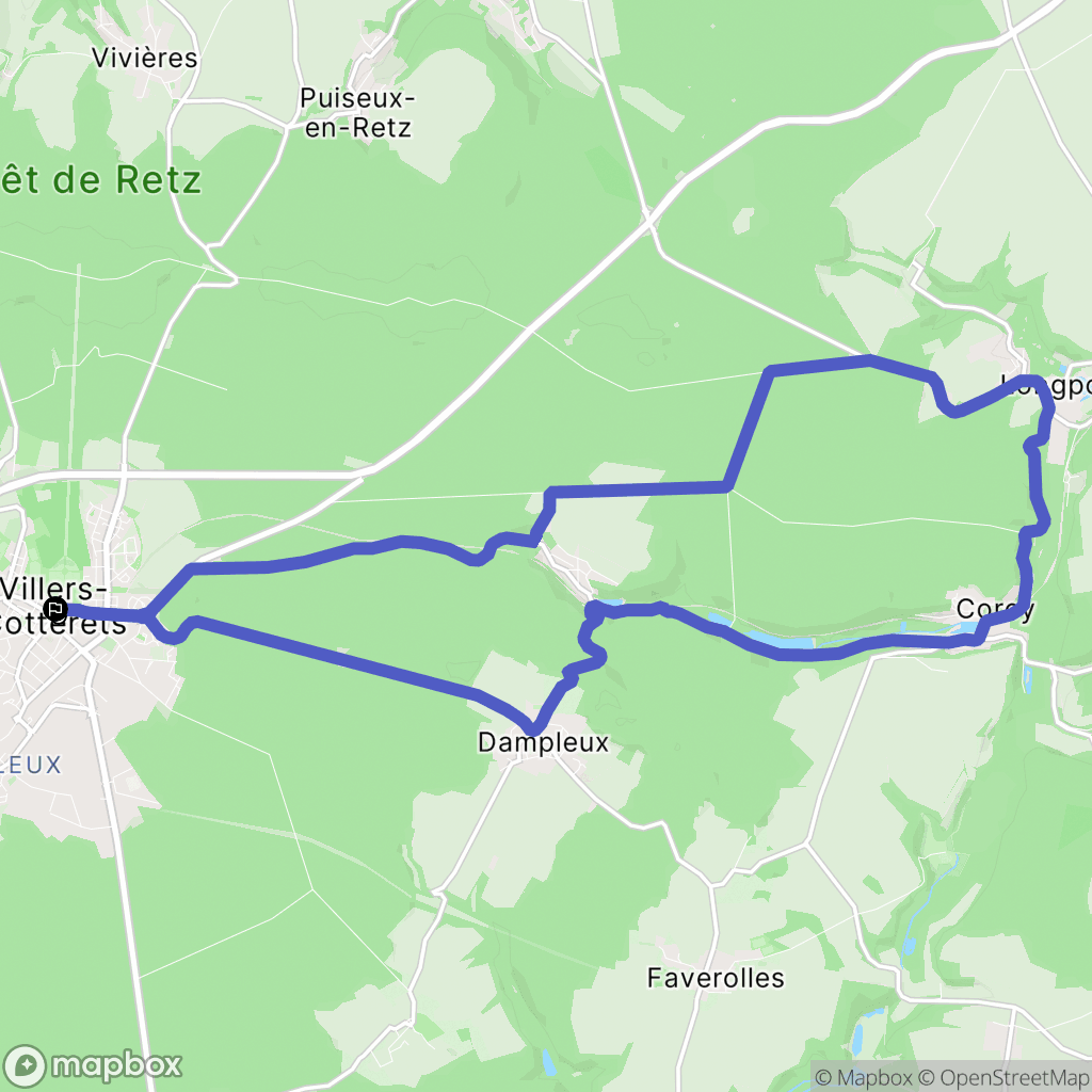 Villers-Cotterêts : carte du parcours de randonnée - France