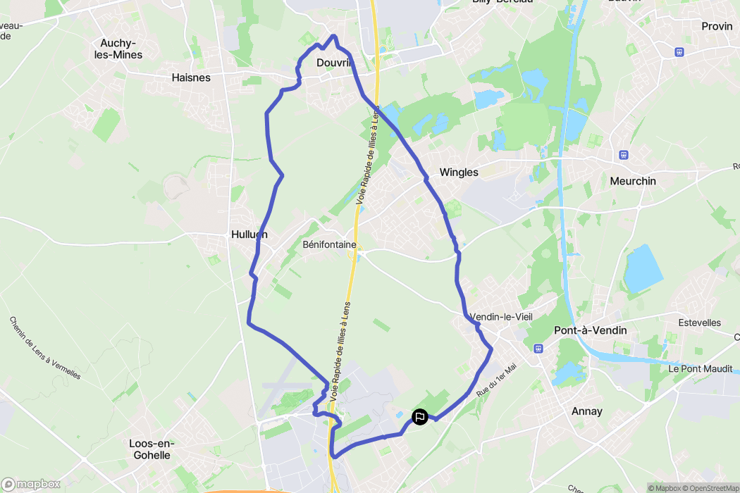 Vendin-le-Vieil : carte du parcours de randonnée - France