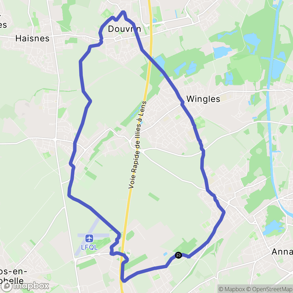 Vendin-le-Vieil : carte du parcours de randonnée - France