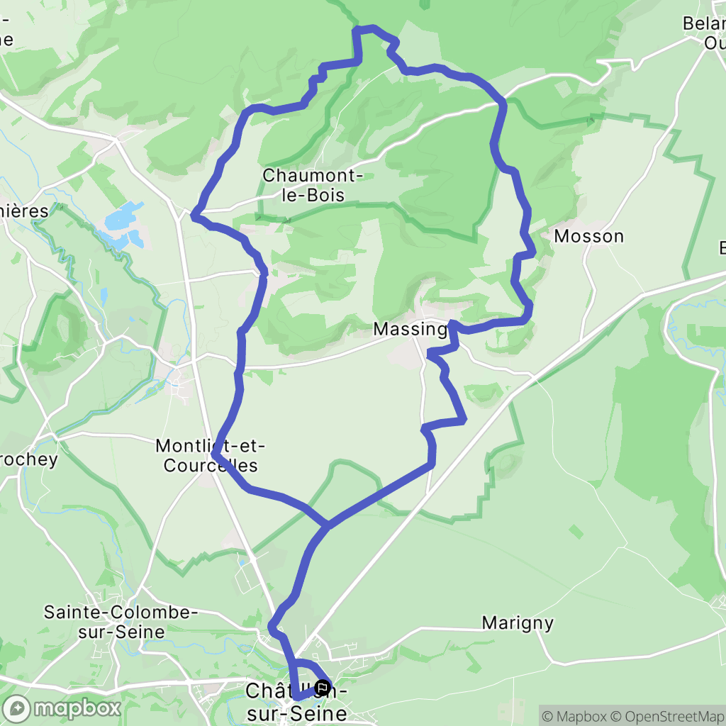 Châtillon-sur-Seine : carte du parcours de randonnée - France