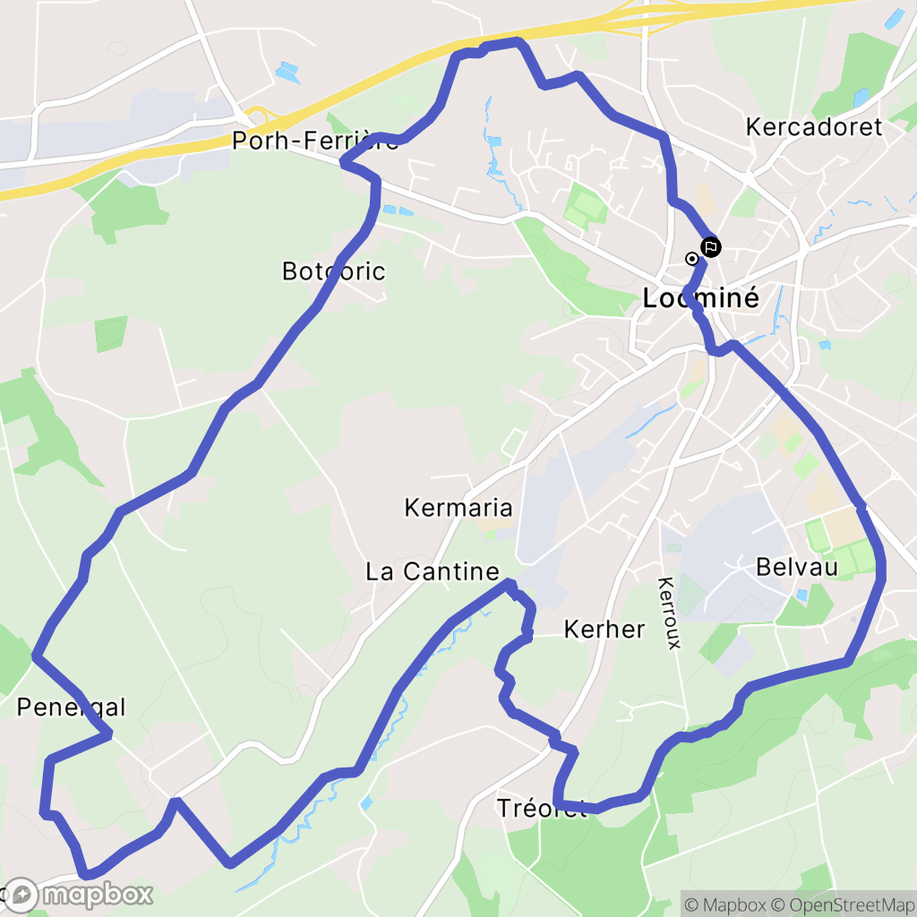 Locminé : carte du parcours de randonnée - France