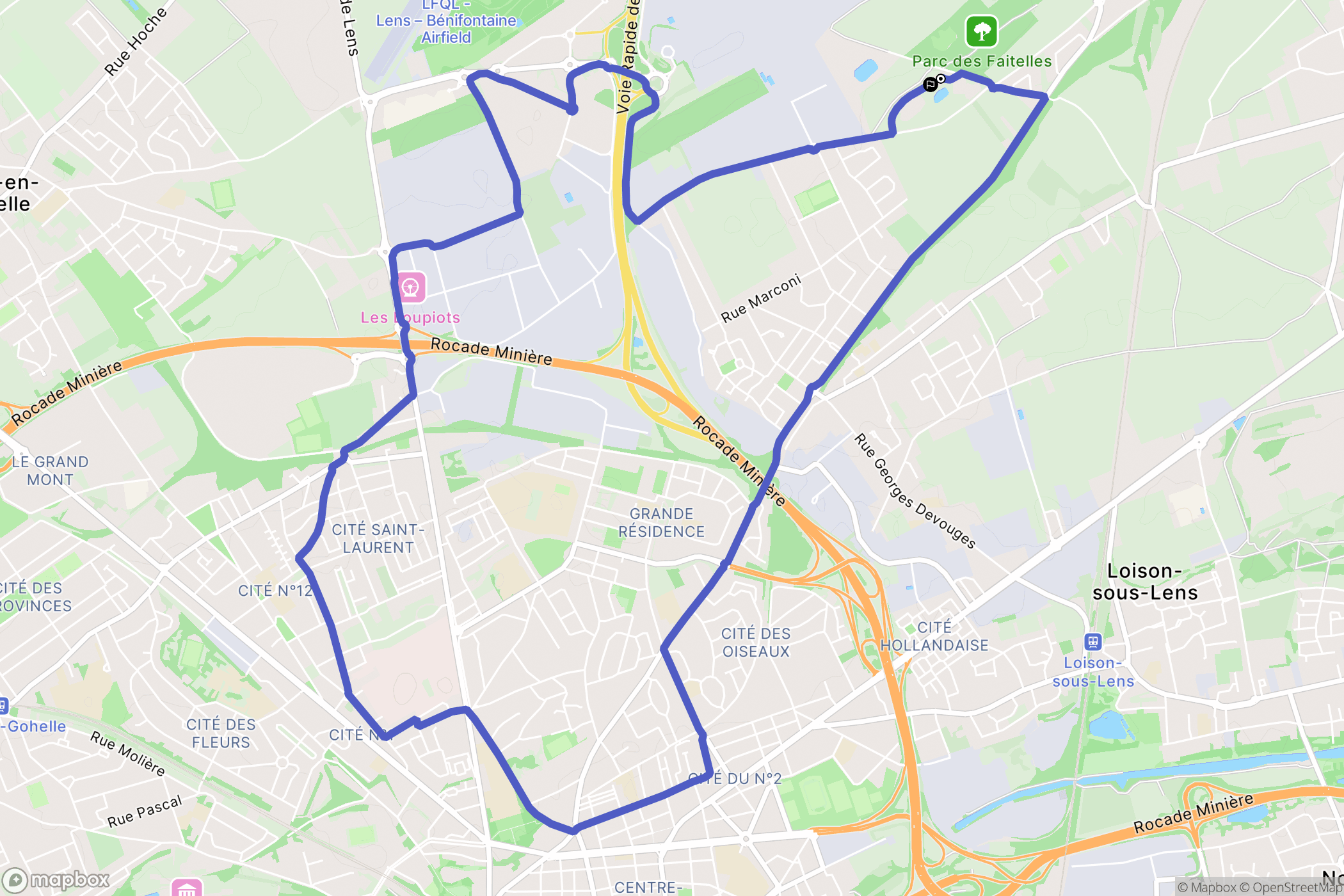 Vendin-le-Vieil : carte du parcours de randonnée - France