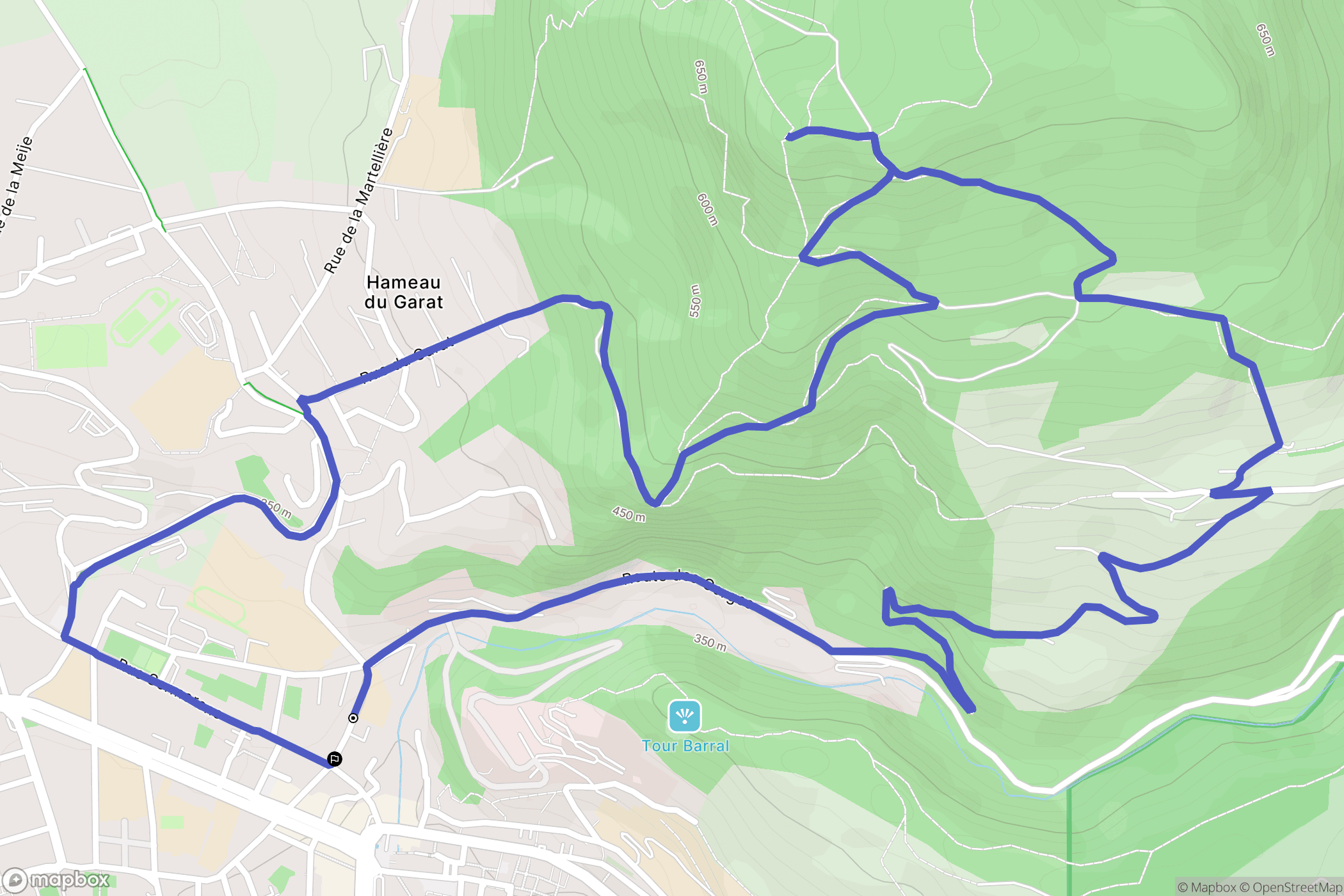 Voiron : carte du parcours de randonnée - France