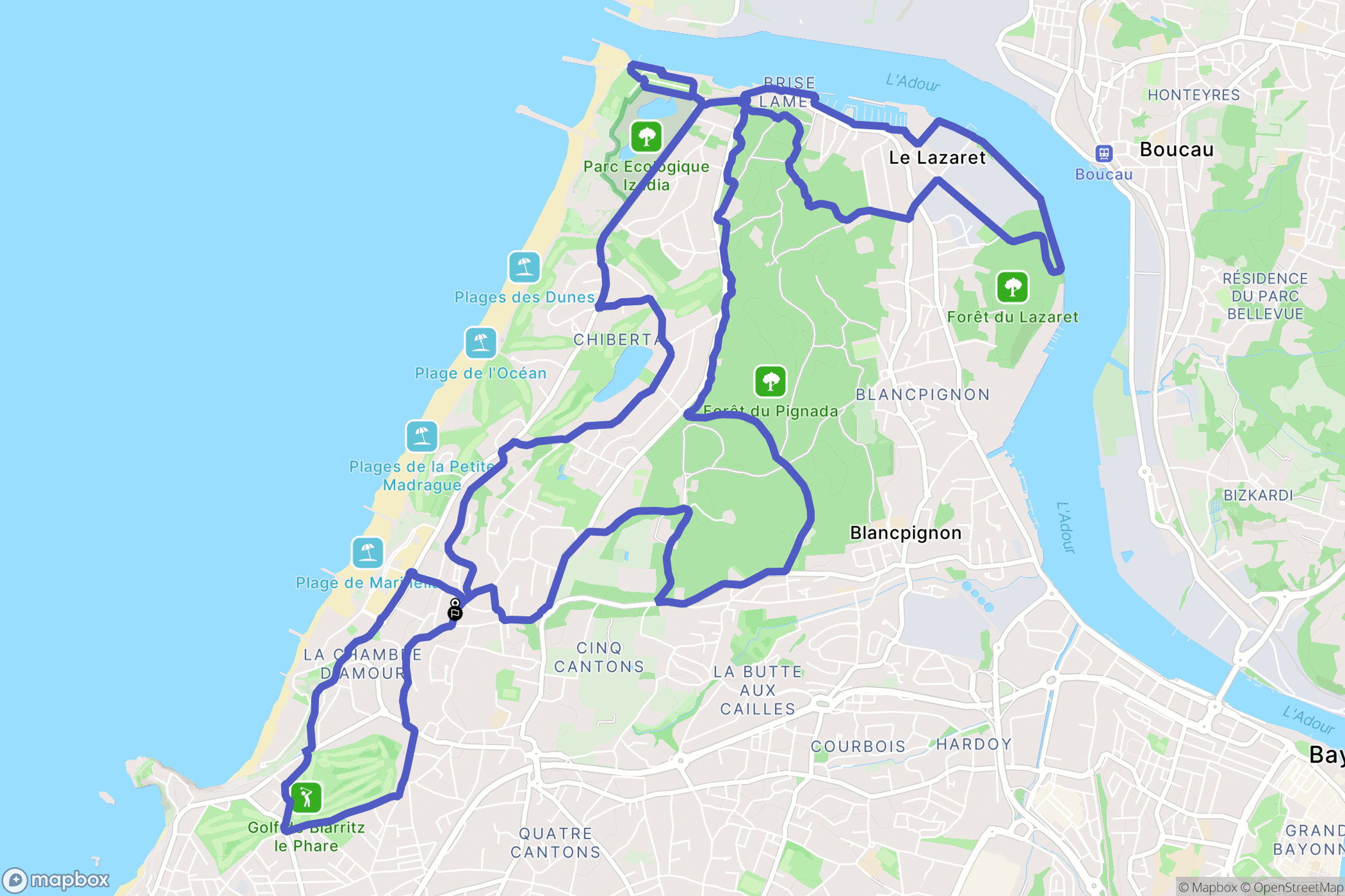 Anglet : carte du parcours de randonnée - France