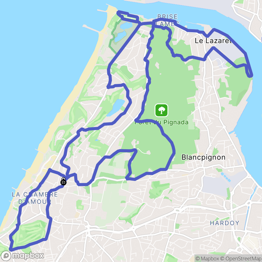 Anglet : carte du parcours de randonnée - France