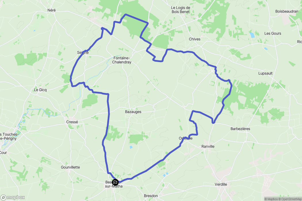 Beauvais-sur-Matha : carte du parcours de randonnée - France